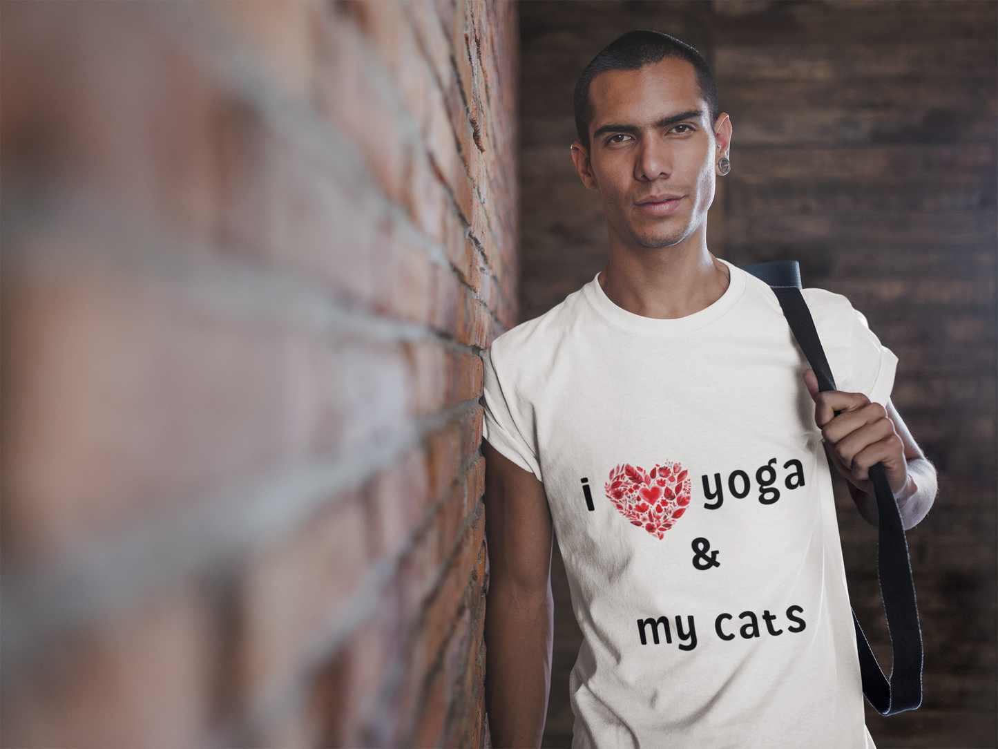 I Love Yoga & My Cats Tee | Cat & Yoga Lovers T-Shirt I Yoga Unisex Tee Gift for Cat Moms & Yogis I Self-Care Meditation Apparel