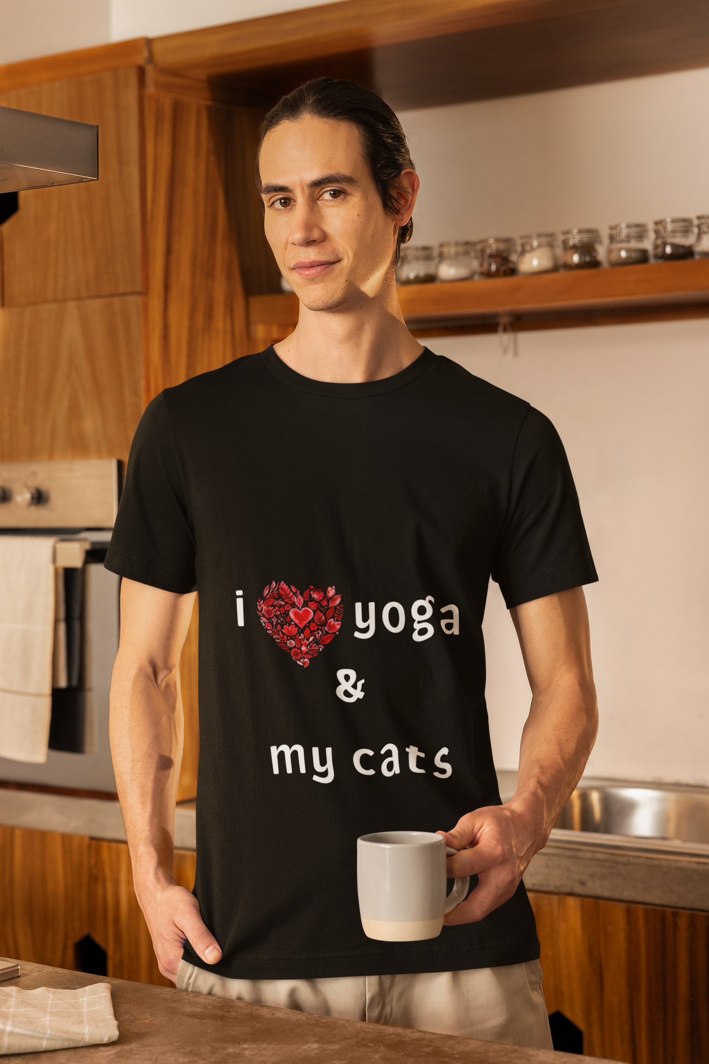 I Love Yoga & My Cats Tee | Cat & Yoga Lovers T-Shirt I Yoga Unisex Tee Gift for Cat Moms & Yogis I Self-Care Meditation Apparel