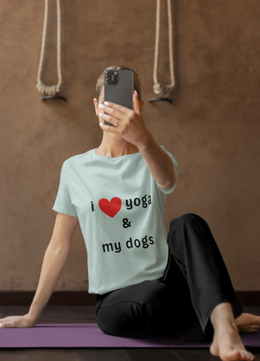 I Love Yoga & My Dogs Unisex Jersey Tee - Perfect Gift for Yoga Enthusiasts and Dog Lovers