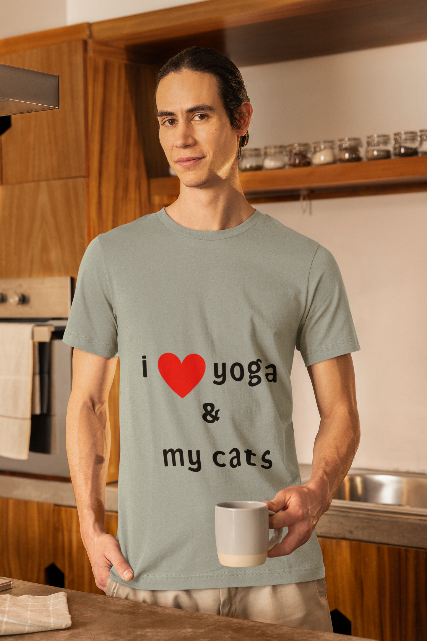 I Love Yoga & My Cats Tee | Cat & Yoga Lovers T-Shirt I Yoga Unisex Tee Gift for Cat Moms & Yogis I Self-Care Meditation Apparel