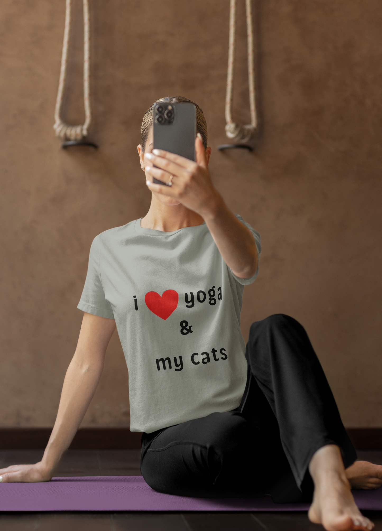 I Love Yoga & My Cats Tee | Cat & Yoga Lovers T-Shirt I Yoga Unisex Tee Gift for Cat Moms & Yogis I Self-Care Meditation Apparel