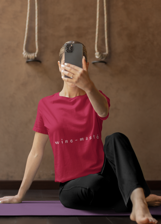 Wine-Masté - Unisex Yoga Tee I Funny Wine Lover Gift I Wine & Yoga Enthusiast Apparel I Birthday Party Humor T-Shirt