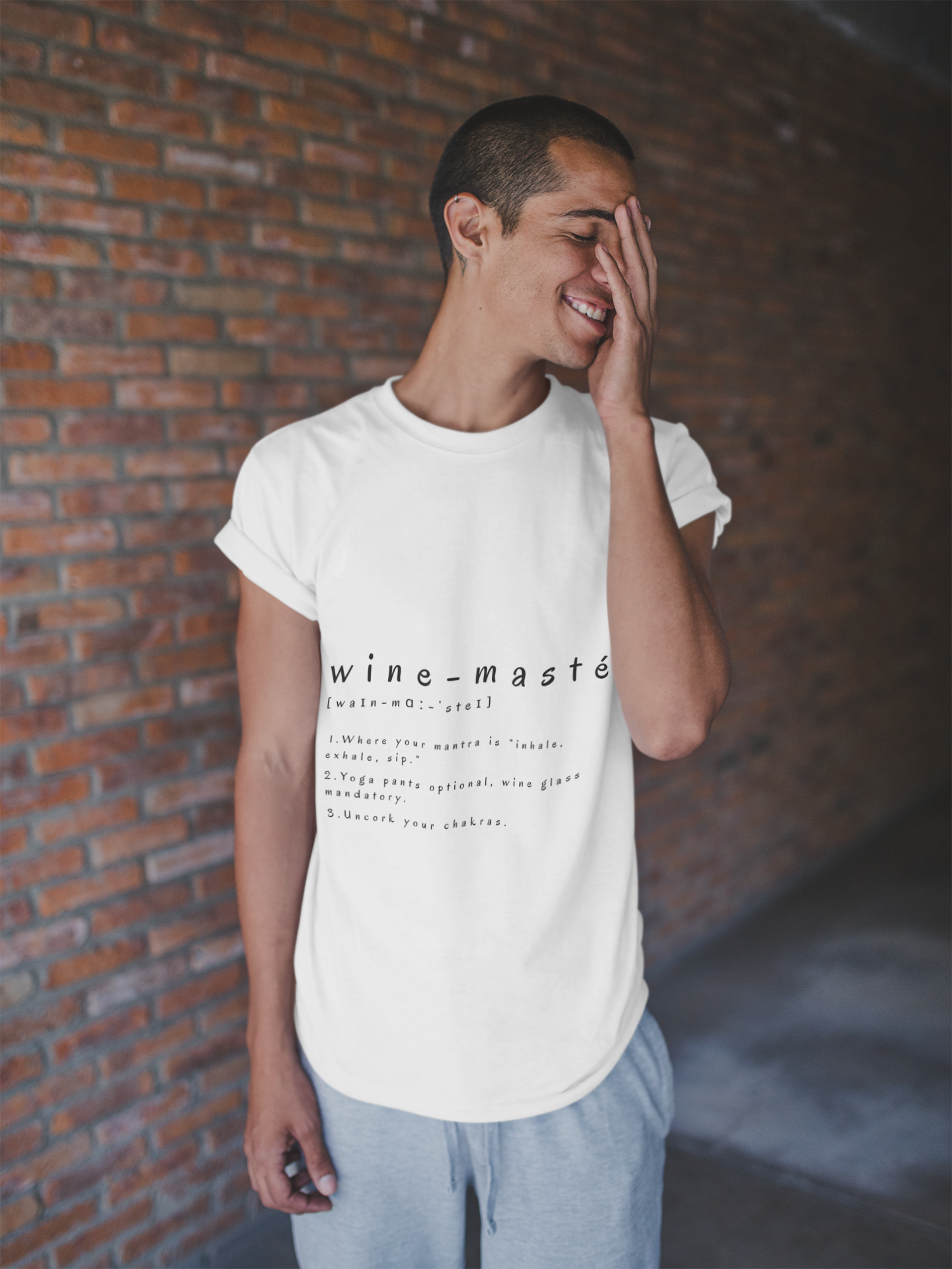 Wine-Masté Unisex Tee I Fun Wine Yoga T-Shirt I Perfect for Wine Lovers I Gift for Friends I Relaxed Vibe Yoga I Self-Care Meditation Apparel