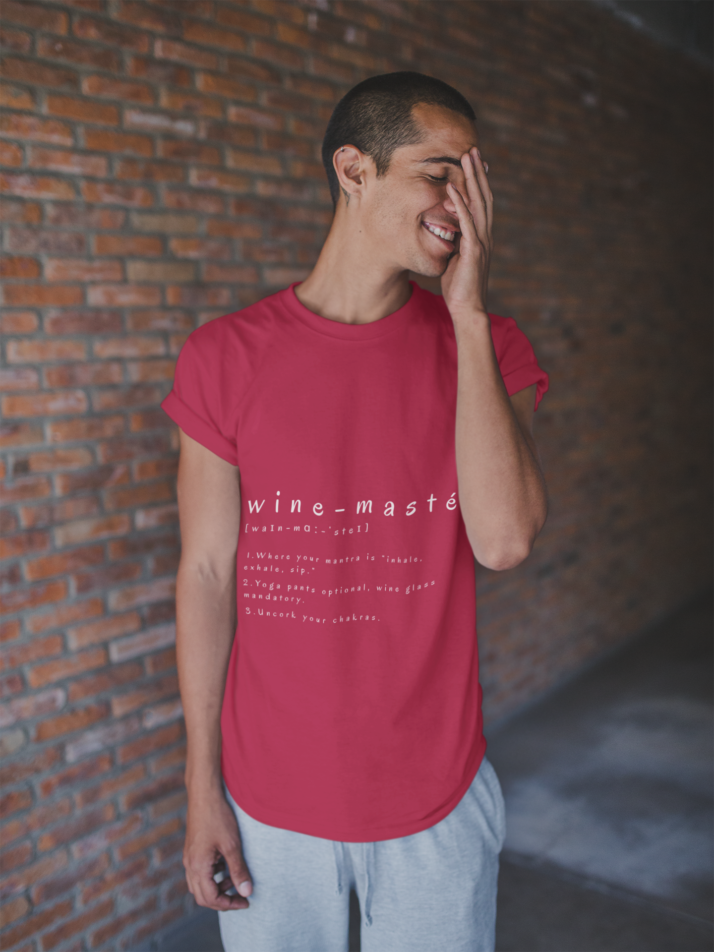 Wine-Masté Unisex Tee I Fun Wine Yoga T-Shirt I Perfect for Wine Lovers I Gift for Friends I Relaxed Vibe Yoga I Self-Care Meditation Apparel