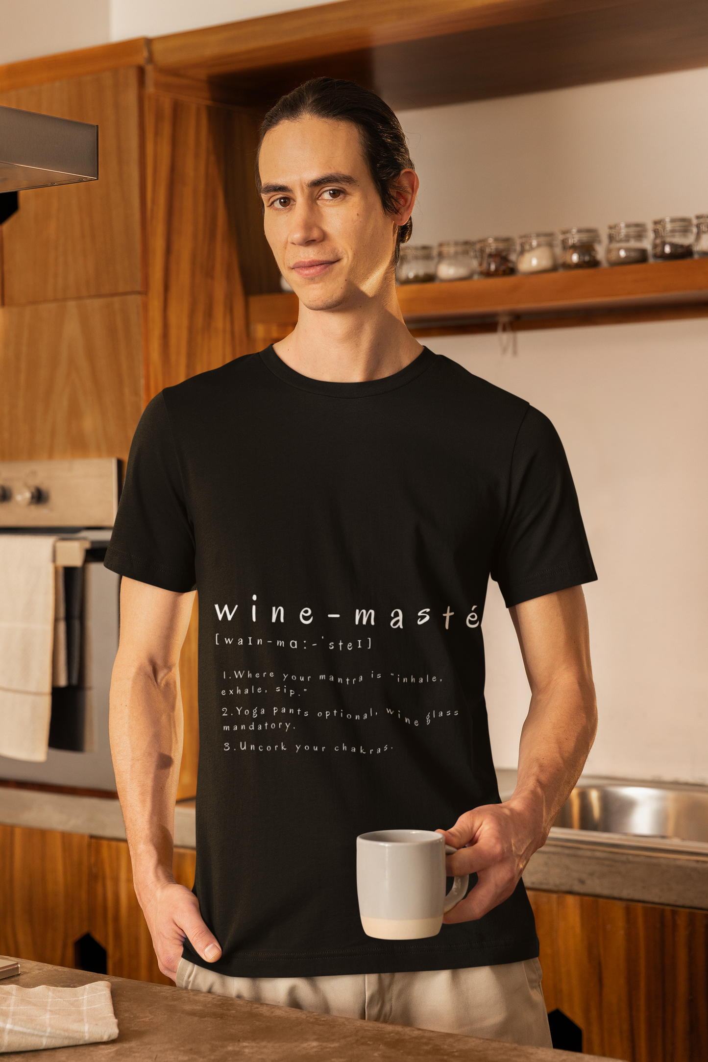 Wine-Masté Unisex Tee I Fun Wine Yoga T-Shirt I Perfect for Wine Lovers I Gift for Friends I Relaxed Vibe Yoga I Self-Care Meditation Apparel
