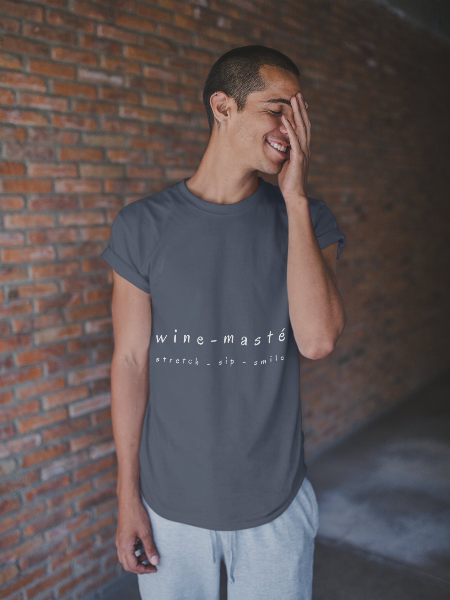 Wine-Masté Stretch Sip Smile - Unisex Yoga Tee I Funny Wine Lover Gift I Wine & Yoga Enthusiast Apparel I Birthday Party Humor T-Shirt