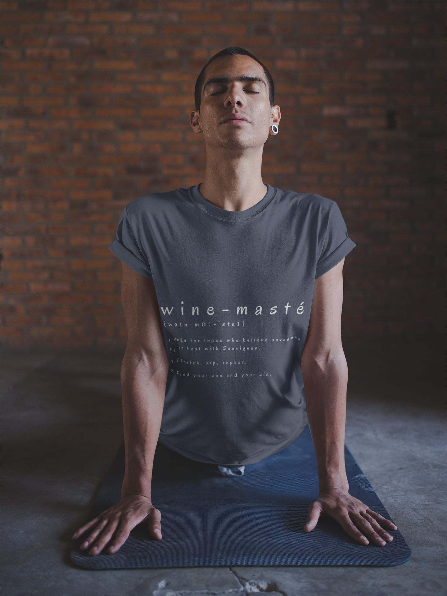 Wine-Masté Unisex Tee I Fun Wine Yoga T-Shirt I Perfect for Wine Lovers I Gift for Friends I Relaxed Vibe Yoga I Self-Care Meditation Apparel
