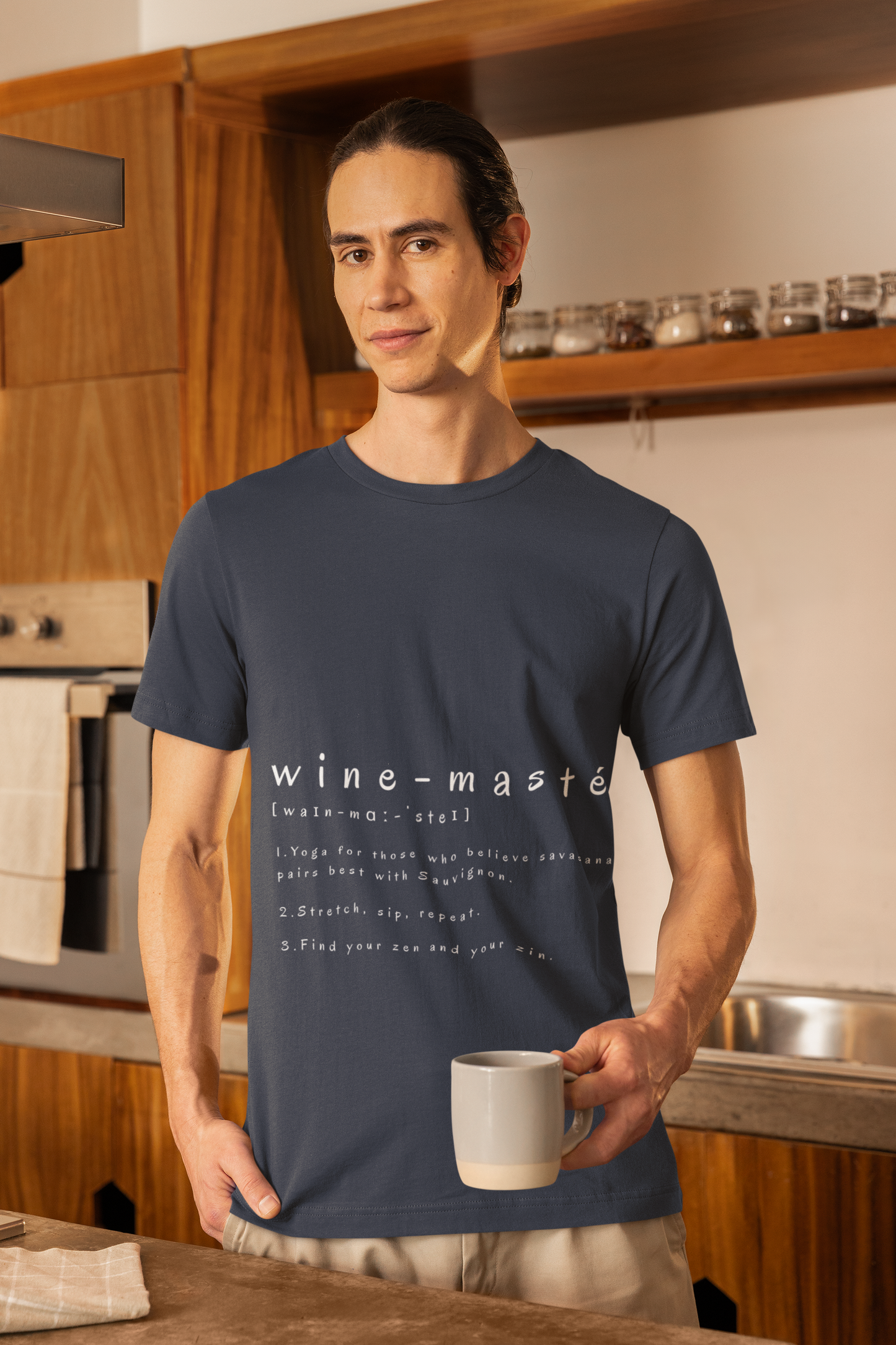 Wine-Masté Unisex Tee I Fun Wine Yoga T-Shirt I Perfect for Wine Lovers I Gift for Friends I Relaxed Vibe Yoga I Self-Care Meditation Apparel