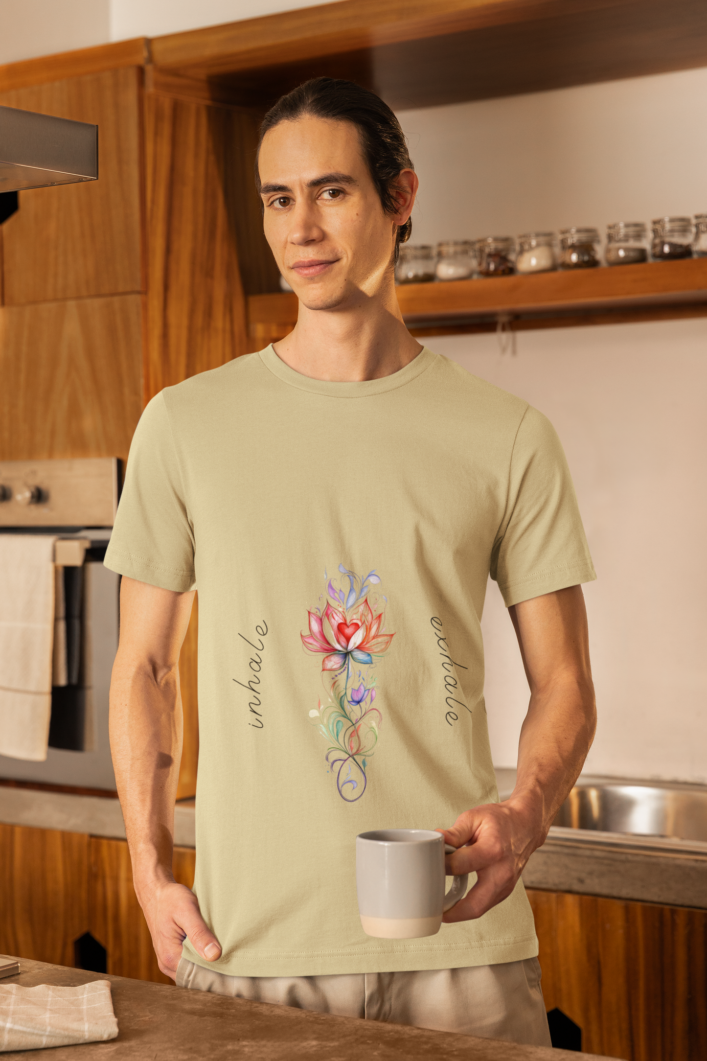 Lotus Flower Inhale Exhale Unisex Yoga Tee | Inspirational T-Shirt I Yoga Mindfulness  Apparel I Self-Care Meditation Clothing
