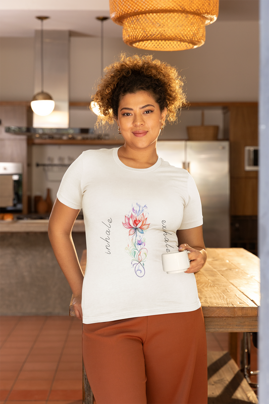 Lotus Flower Inhale Exhale Unisex Yoga Tee | Inspirational T-Shirt I Yoga Mindfulness  Apparel I Self-Care Meditation Clothing