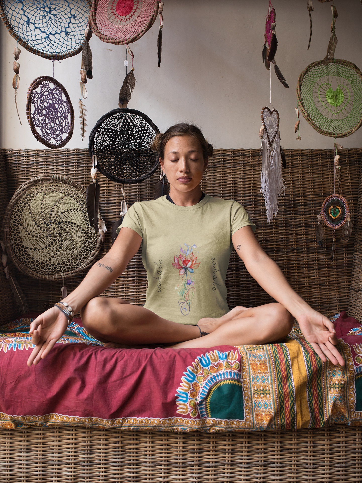 Lotus Flower Inhale Exhale Unisex Yoga Tee | Inspirational T-Shirt I Yoga Mindfulness  Apparel I Self-Care Meditation Clothing