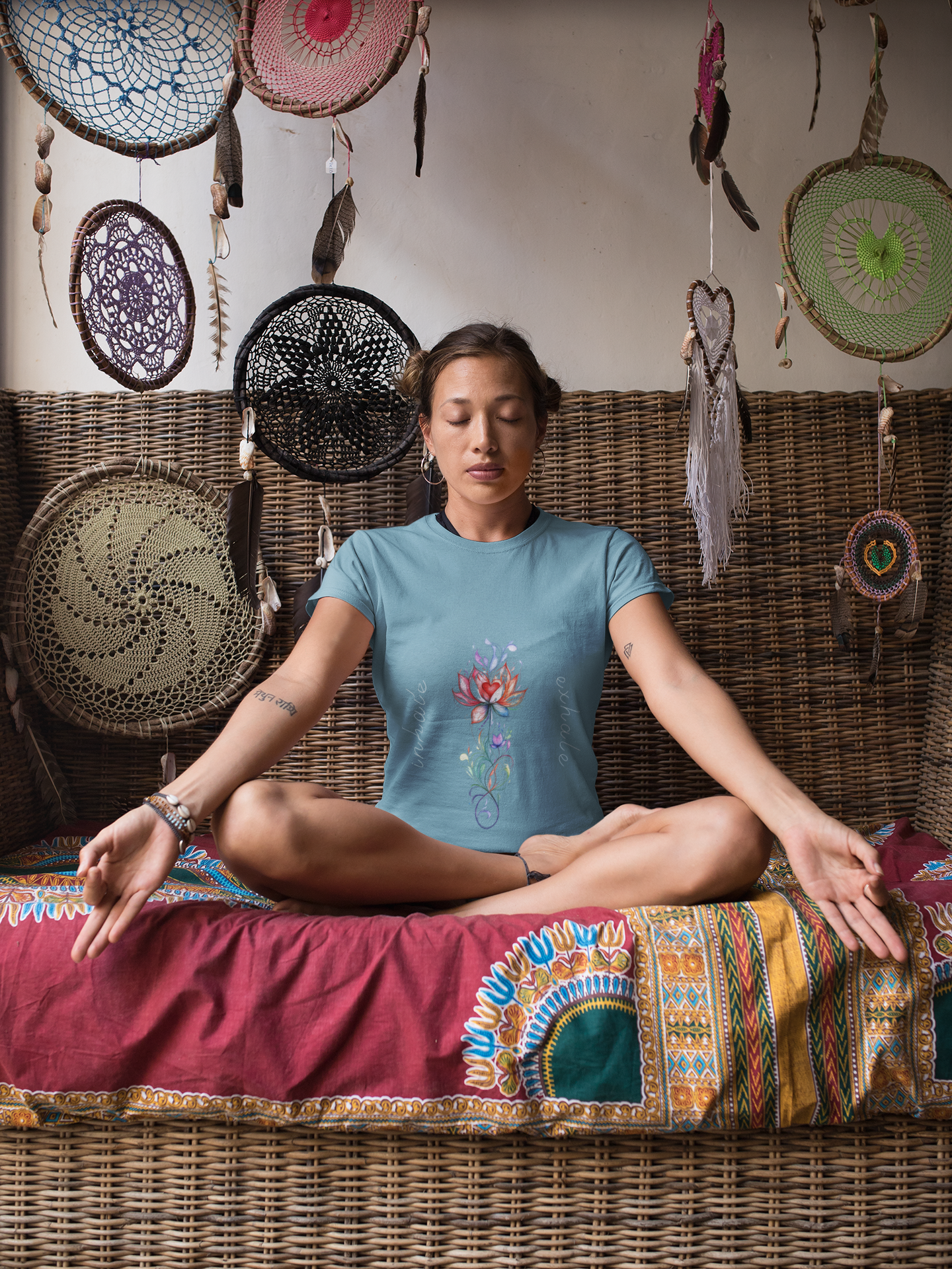 Lotus Flower Inhale Exhale Unisex Yoga Tee | Inspirational T-Shirt I Yoga Mindfulness  Apparel I Self-Care Meditation Clothing