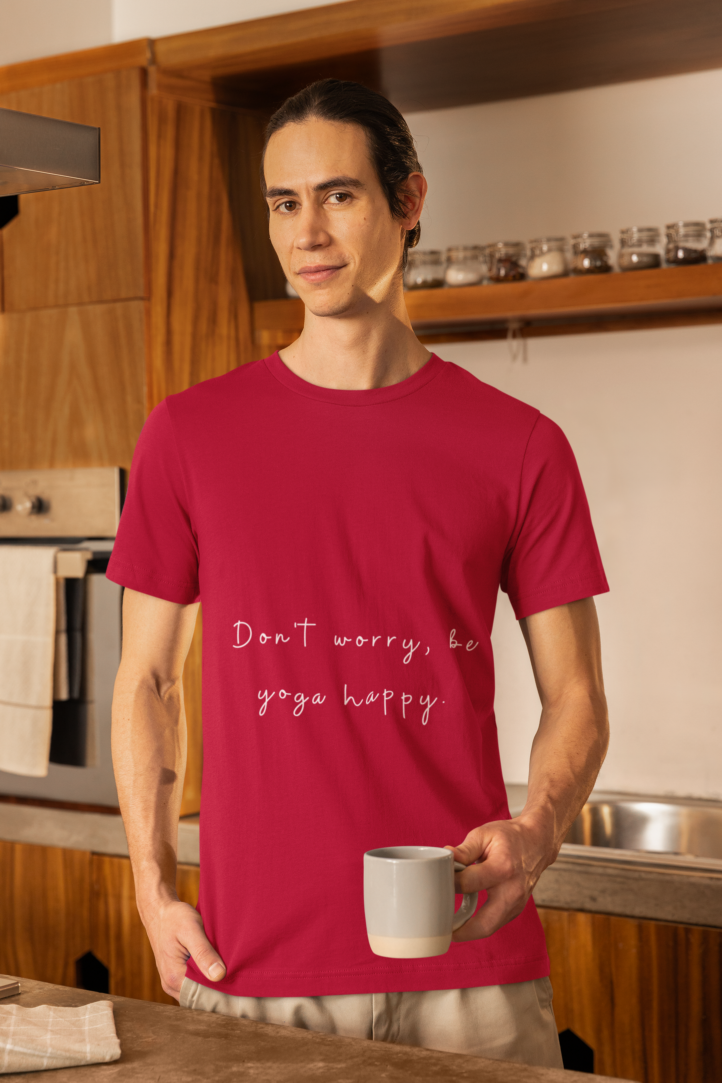 "Don't Worry Be Yoga Happy" Unisex Tee I Inspirational T-Shirt I Gift for Yogis I Motivational Tee I Relaxation & Mindfulness Clothing