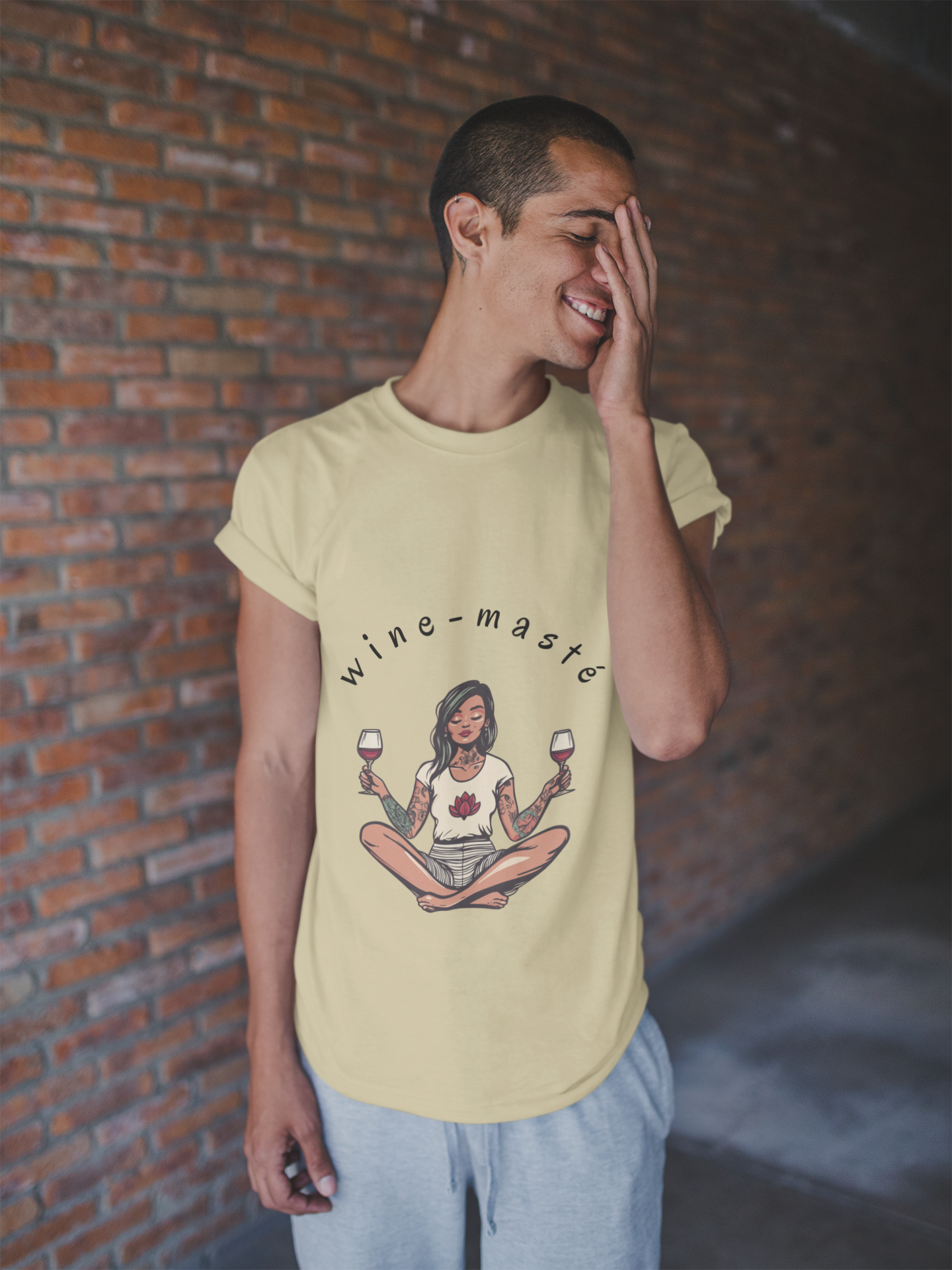 Wine-Masté - Meditation Wine Lover Tee I Unisex Relaxation T-Shirt for Yoga & Wine Enthusiasts I Fun Gift for Wine Tasting I Self-Care Clothing