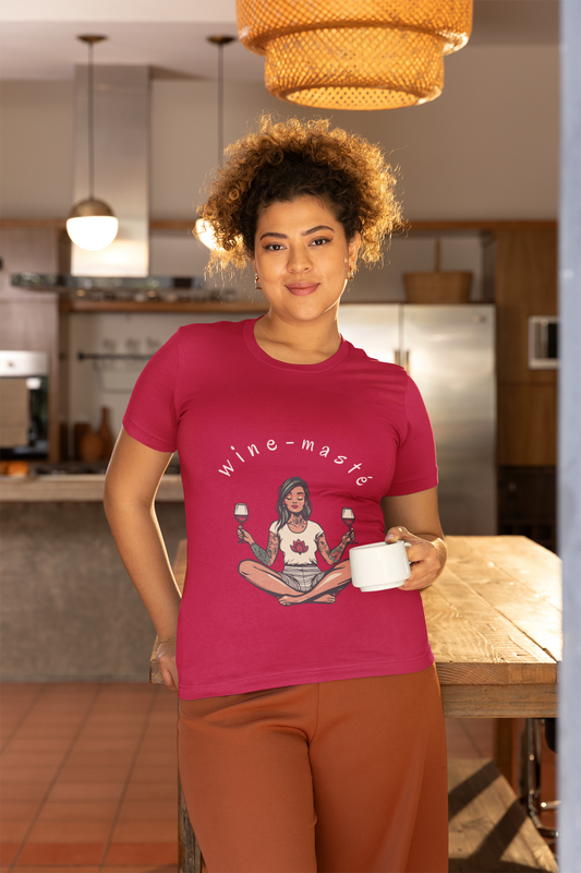 Wine-Masté - Meditation Wine Lover Tee I Unisex Relaxation T-Shirt for Yoga & Wine Enthusiasts I Fun Gift for Wine Tasting I Self-Care Clothing