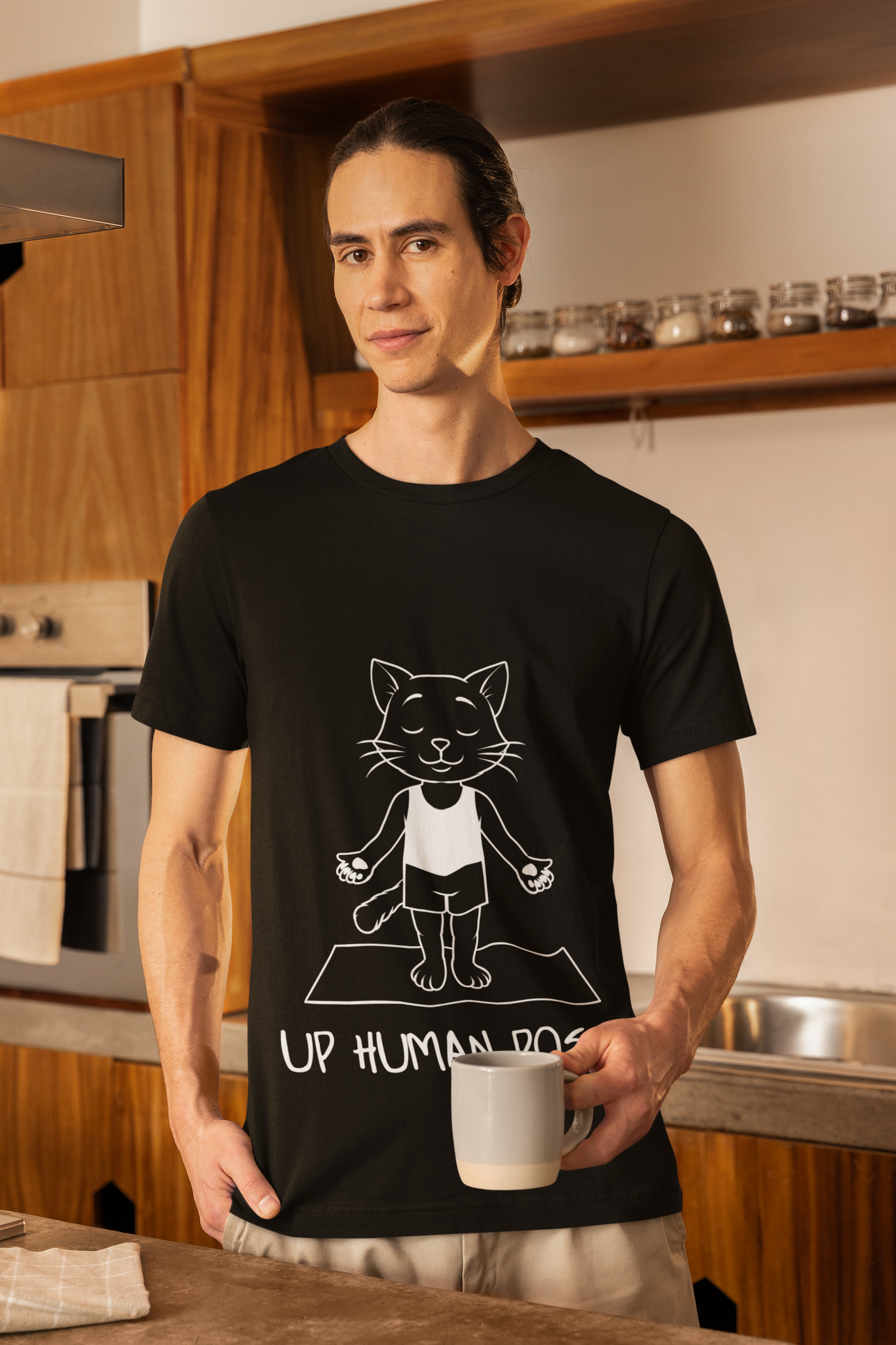 Up Human Pose - Unisex Cat Yoga Tee I Relaxation Gift I Yoga & Pet Lover T-Shirt I Quirky Animal Tee I Fun Gift for Cat Owners I Cute Tee for Zen Vibes