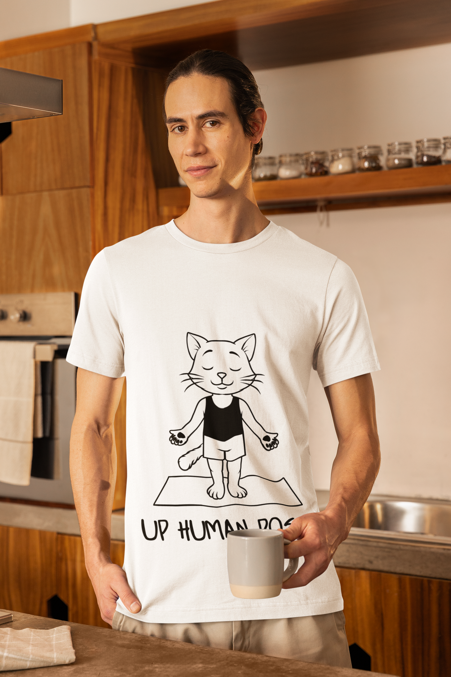 Up Human Pose - Unisex Cat Yoga Tee I Relaxation Gift I Yoga & Pet Lover T-Shirt I Quirky Animal Tee I Fun Gift for Cat Owners I Cute Tee for Zen Vibes