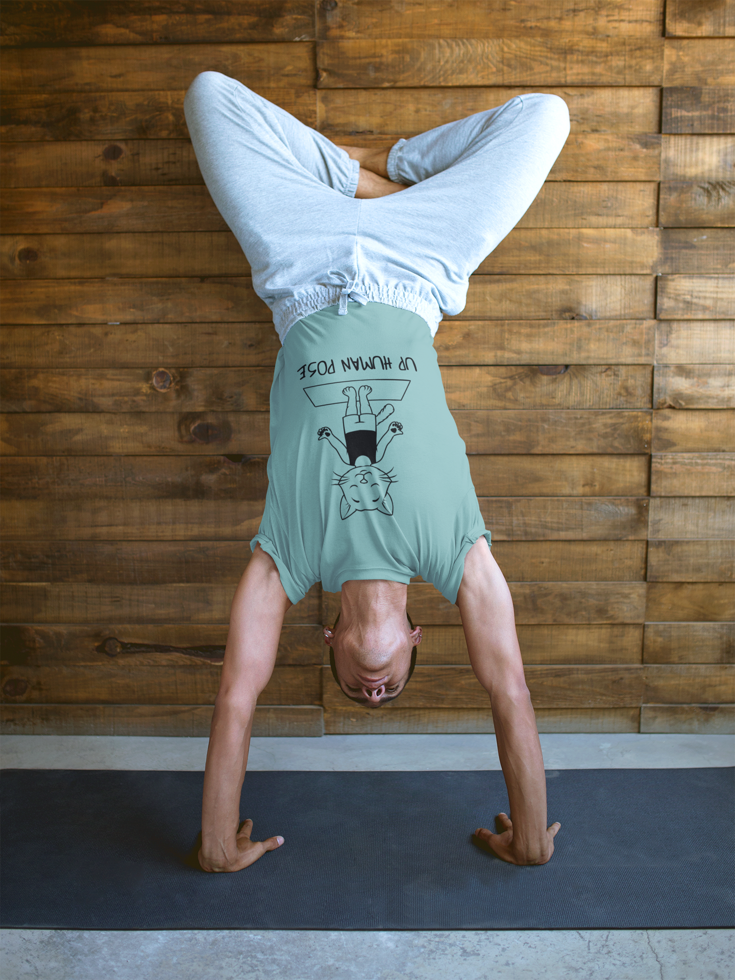 Up Human Pose - Unisex Cat Yoga Tee I Relaxation Gift I Yoga & Pet Lover T-Shirt I Quirky Animal Tee I Fun Gift for Cat Owners I Cute Tee for Zen Vibes