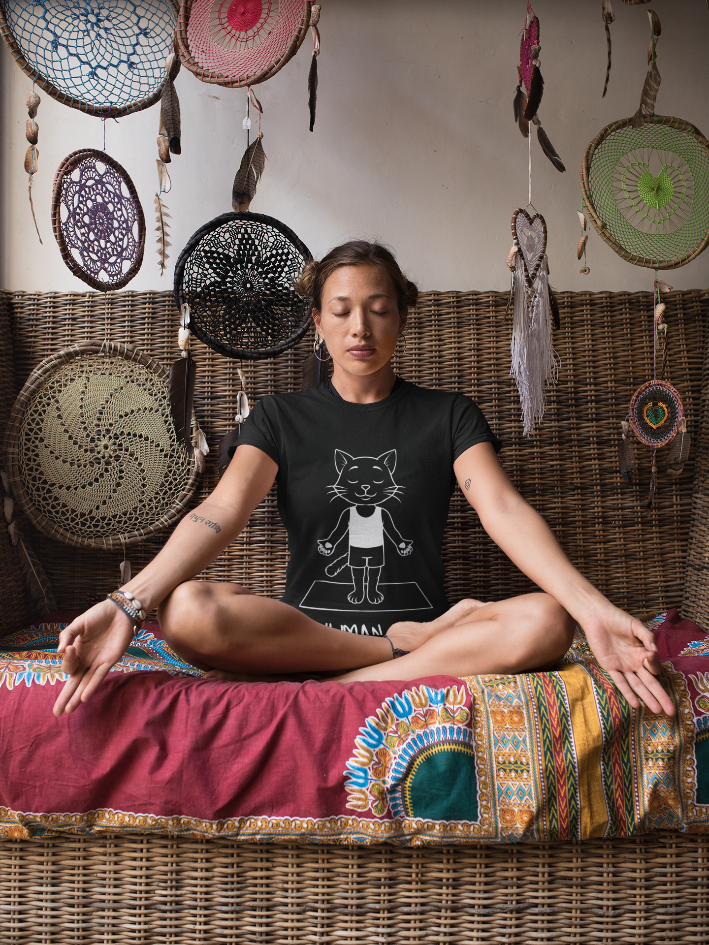 Up Human Pose - Unisex Cat Yoga Tee I Relaxation Gift I Yoga & Pet Lover T-Shirt I Quirky Animal Tee I Fun Gift for Cat Owners I Cute Tee for Zen Vibes
