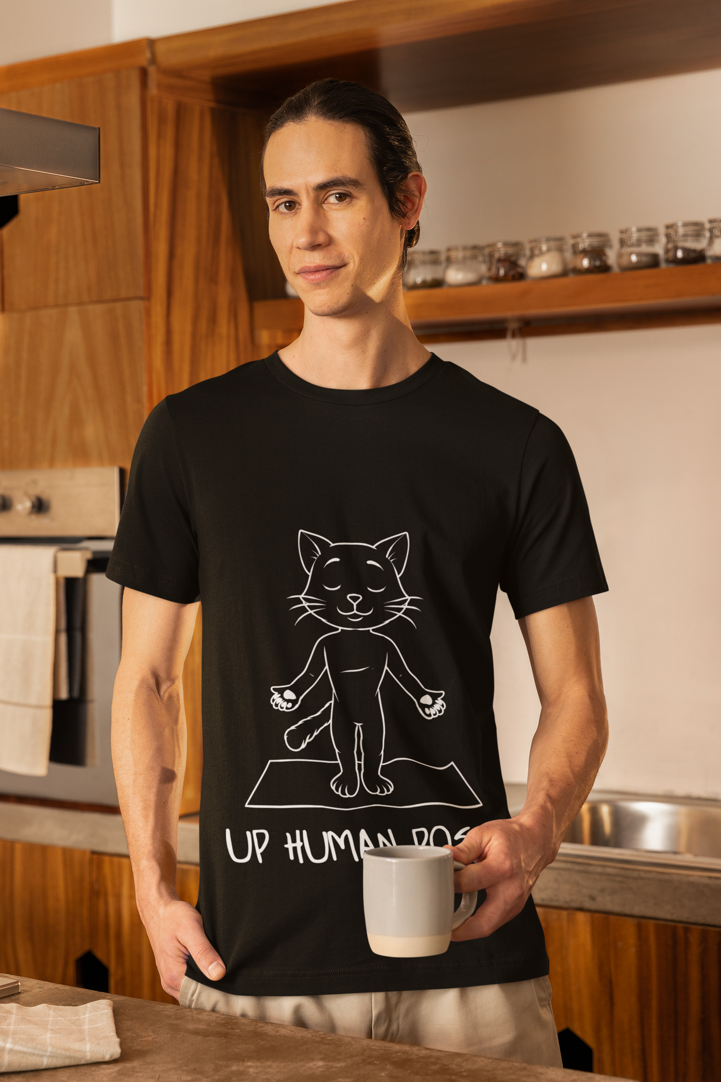 Up Human Pose - Unisex Cat Yoga Tee I Relaxation Gift I Yoga & Pet Lover T-Shirt I Quirky Animal Tee I Fun Gift for Cat Owners I Cute Tee for Zen Vibes
