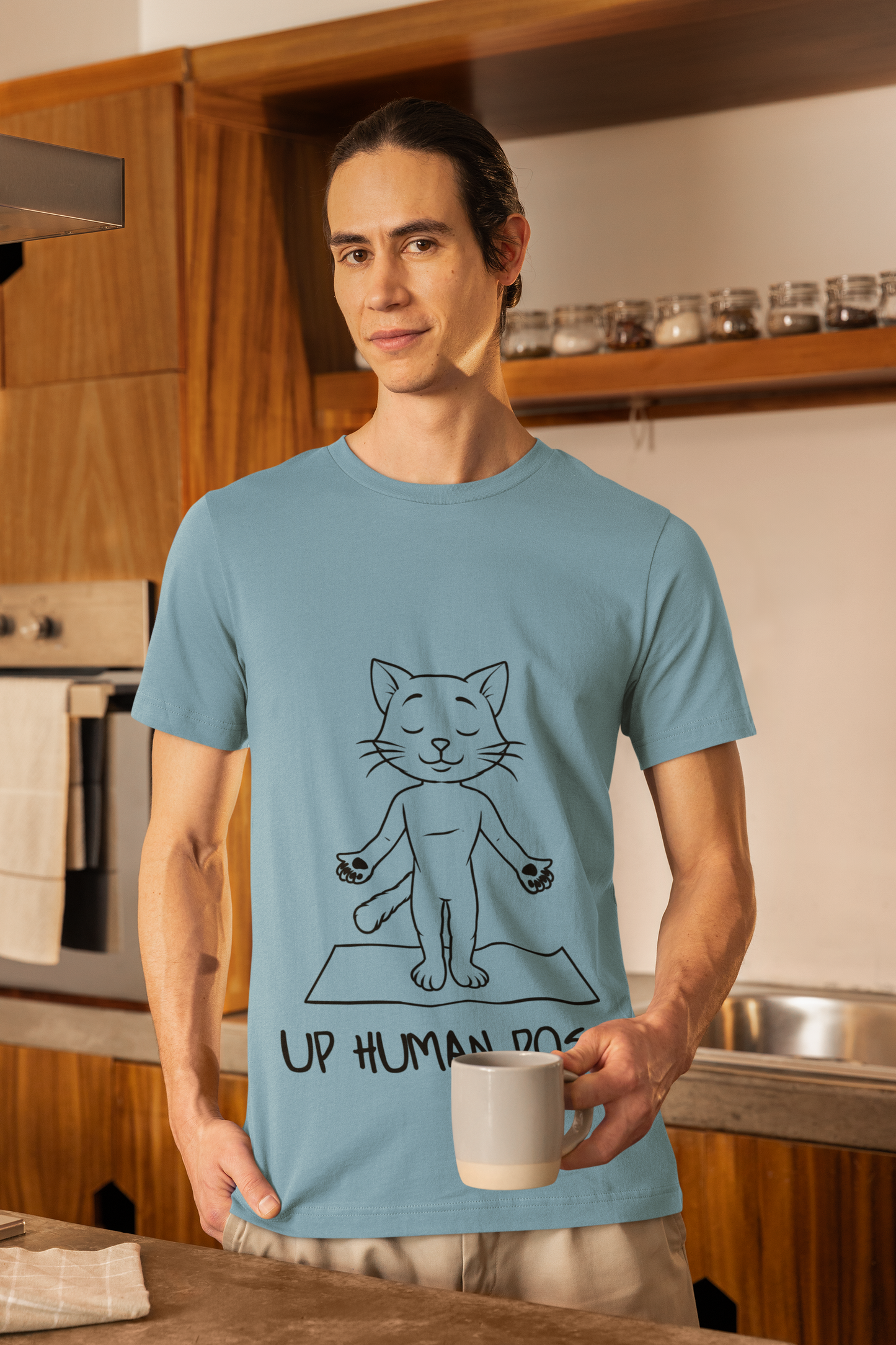 Up Human Pose - Unisex Cat Yoga Tee I Relaxation Gift I Yoga & Pet Lover T-Shirt I Quirky Animal Tee I Fun Gift for Cat Owners I Cute Tee for Zen Vibes
