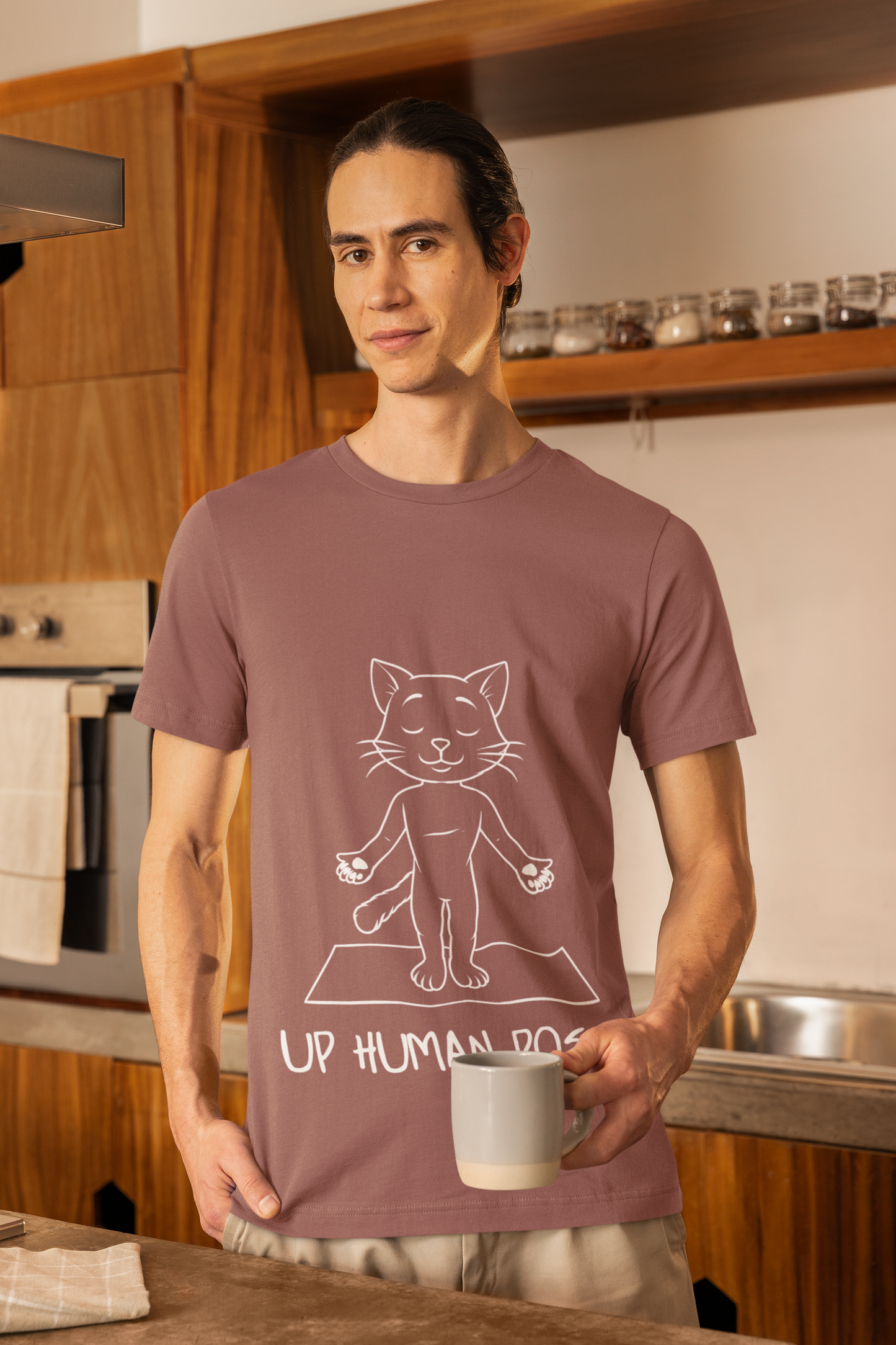 Up Human Pose - Unisex Cat Yoga Tee I Relaxation Gift I Yoga & Pet Lover T-Shirt I Quirky Animal Tee I Fun Gift for Cat Owners I Cute Tee for Zen Vibes