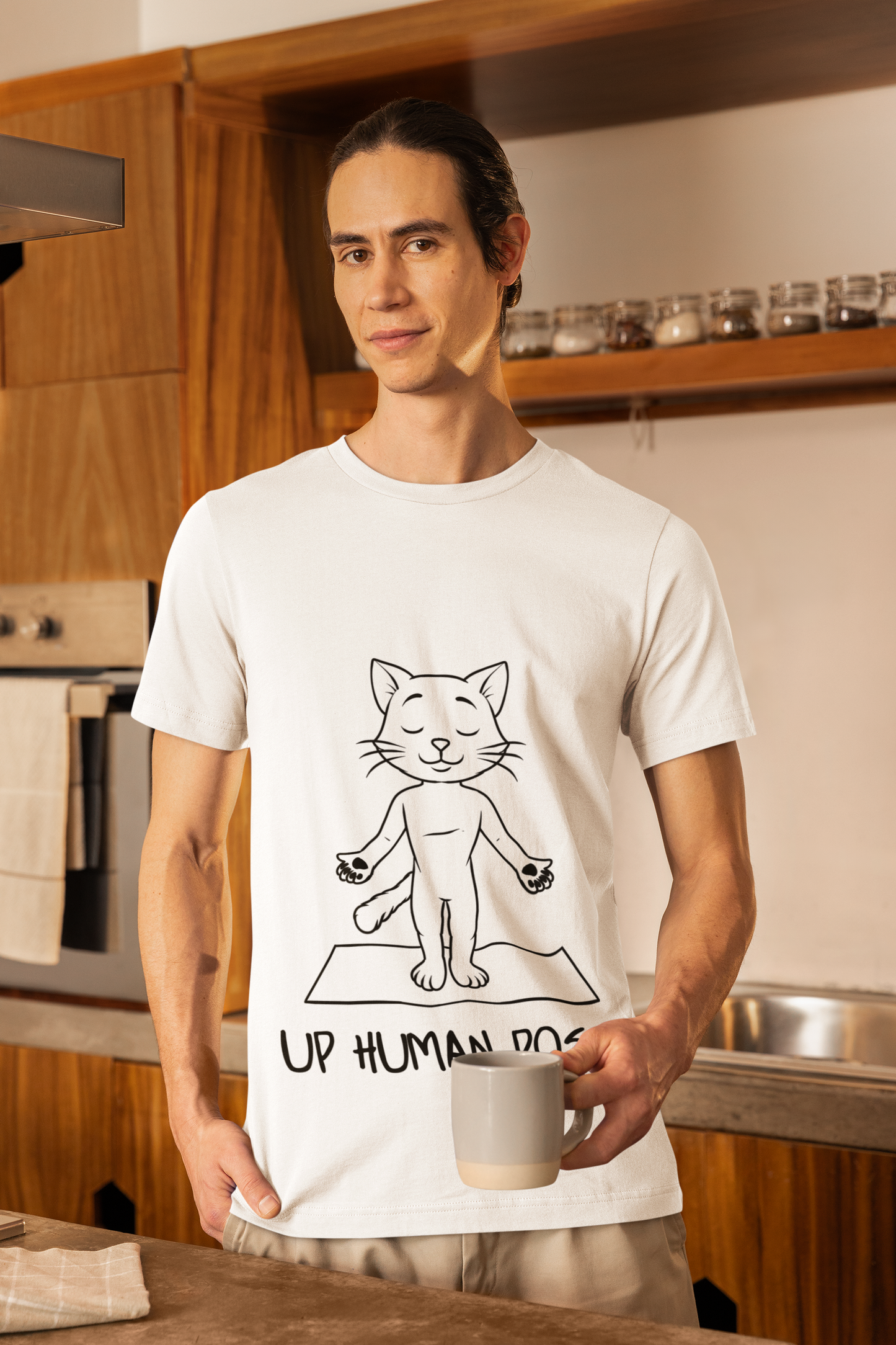 Up Human Pose - Unisex Cat Yoga Tee I Relaxation Gift I Yoga & Pet Lover T-Shirt I Quirky Animal Tee I Fun Gift for Cat Owners I Cute Tee for Zen Vibes
