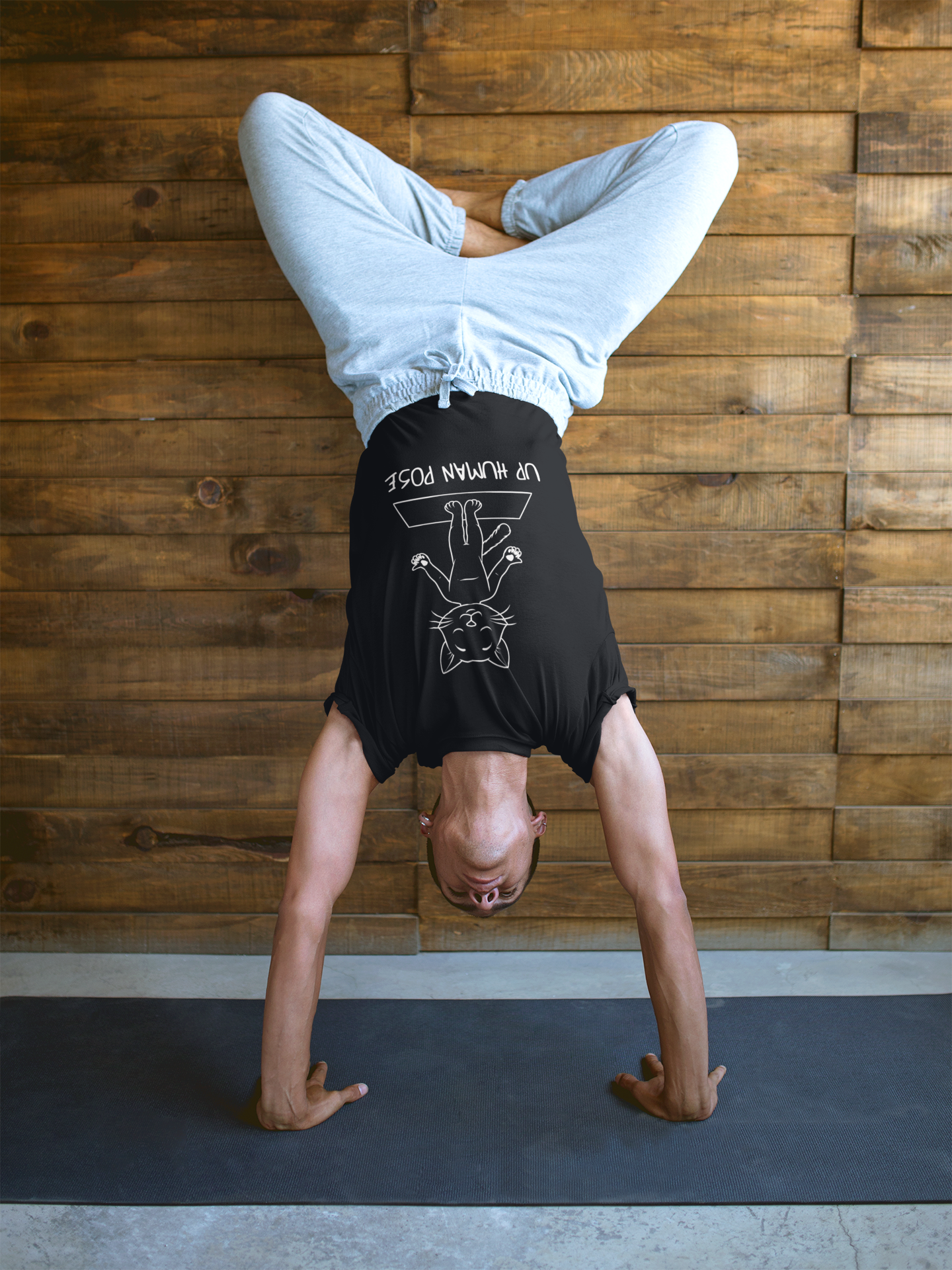 Up Human Pose - Unisex Cat Yoga Tee I Relaxation Gift I Yoga & Pet Lover T-Shirt I Quirky Animal Tee I Fun Gift for Cat Owners I Cute Tee for Zen Vibes