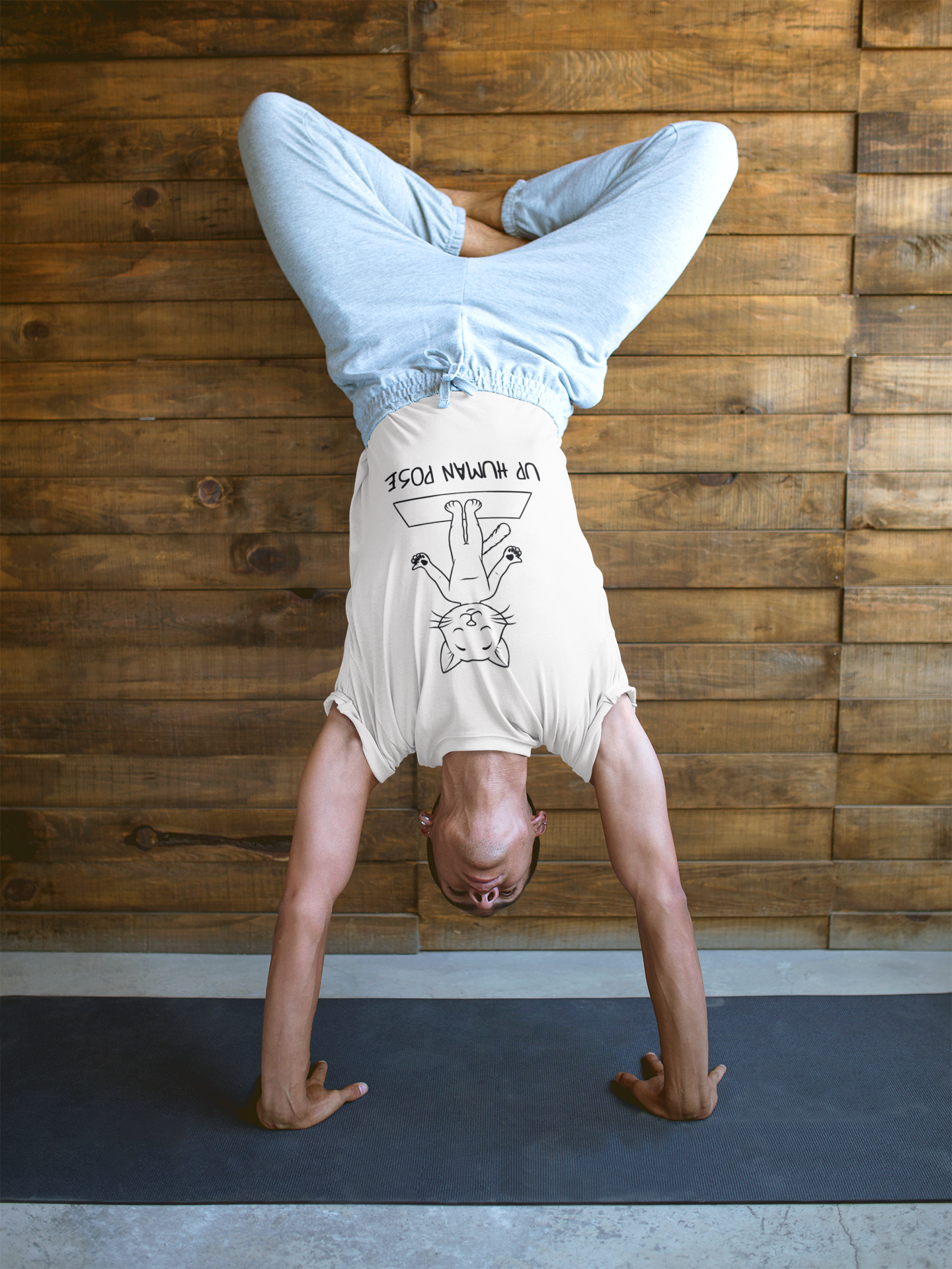 Up Human Pose - Unisex Cat Yoga Tee I Relaxation Gift I Yoga & Pet Lover T-Shirt I Quirky Animal Tee I Fun Gift for Cat Owners I Cute Tee for Zen Vibes