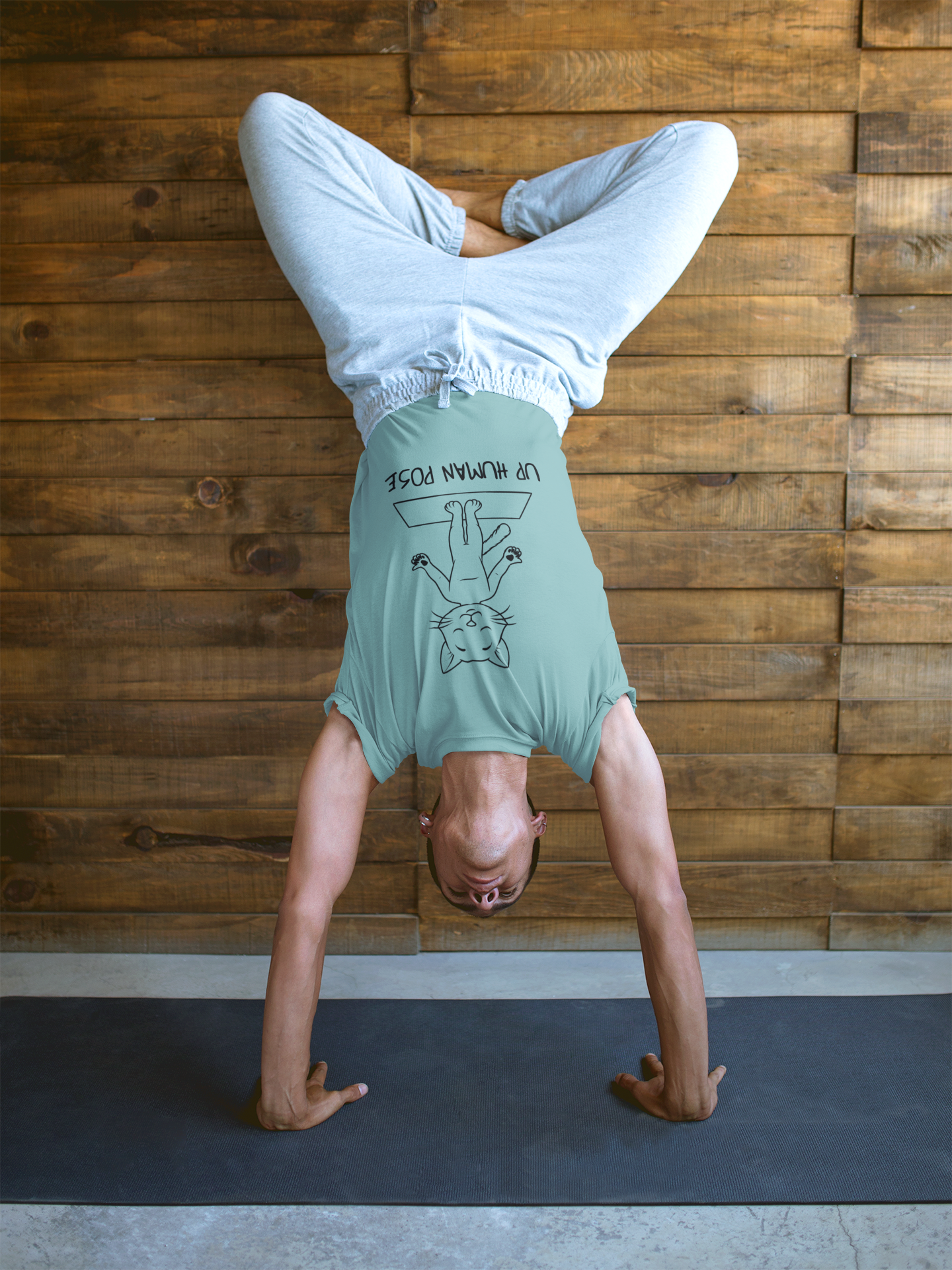 Up Human Pose - Unisex Cat Yoga Tee I Relaxation Gift I Yoga & Pet Lover T-Shirt I Quirky Animal Tee I Fun Gift for Cat Owners I Cute Tee for Zen Vibes