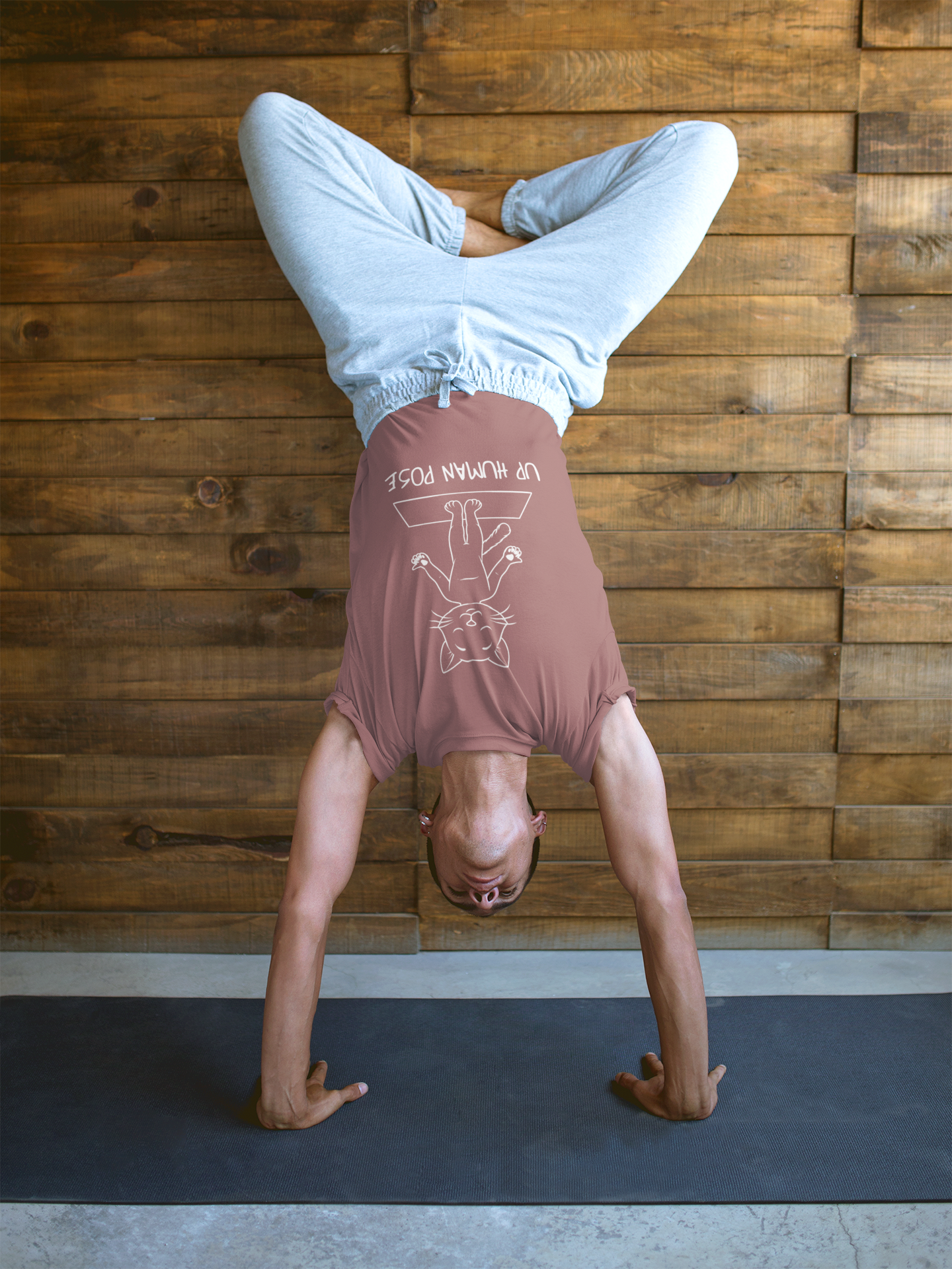 Up Human Pose - Unisex Cat Yoga Tee I Relaxation Gift I Yoga & Pet Lover T-Shirt I Quirky Animal Tee I Fun Gift for Cat Owners I Cute Tee for Zen Vibes