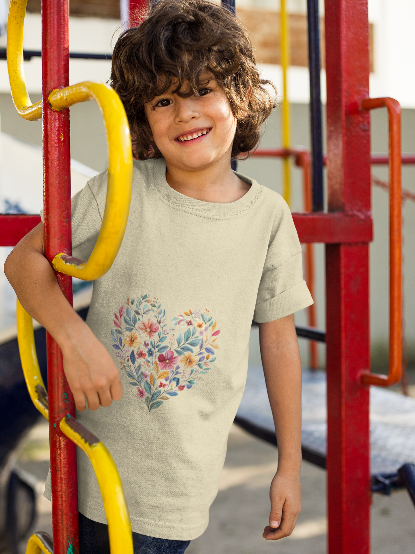 Floral Heart Youth Yoga Tee - Cute Kids T-Shirt I Spring Outfit for Young Yogis I Birthday Gift I Flower Design Top I Children's Fashion
