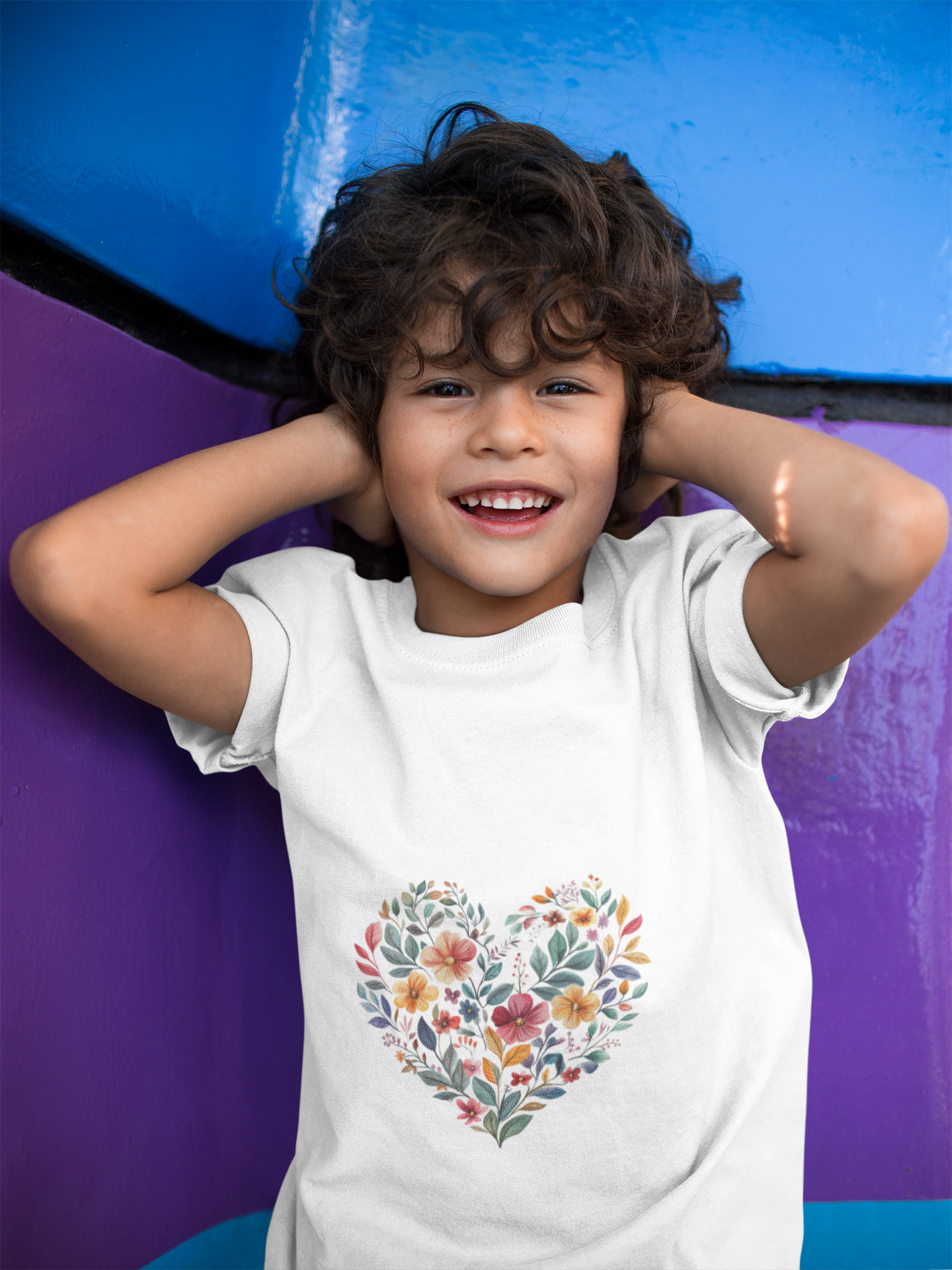 Floral Heart Youth Yoga Tee - Cute Kids T-Shirt I Spring Outfit for Young Yogis I Birthday Gift I Flower Design Top I Children's Fashion