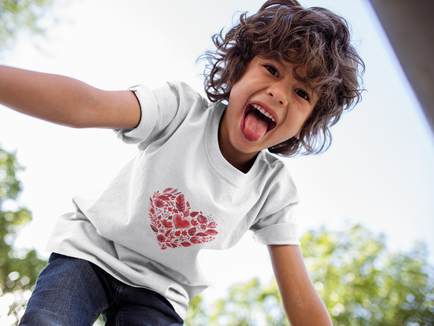Heart Blossom Youth Tee - Cute Gift for Kids I Summer & Yoga T-Shirt I Floral Design I Birthday Outfit I Valentine's Day Wear