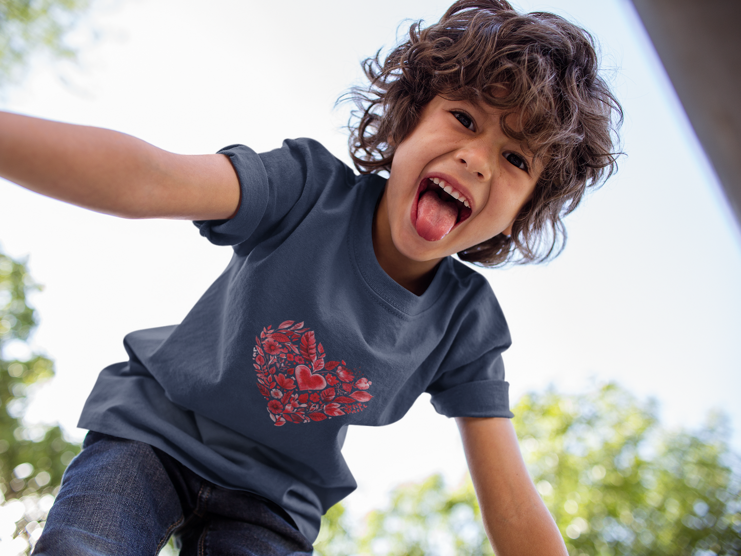 Heart Blossom Youth Tee - Cute Gift for Kids I Summer & Yoga T-Shirt I Floral Design I Birthday Outfit I Valentine's Day Wear