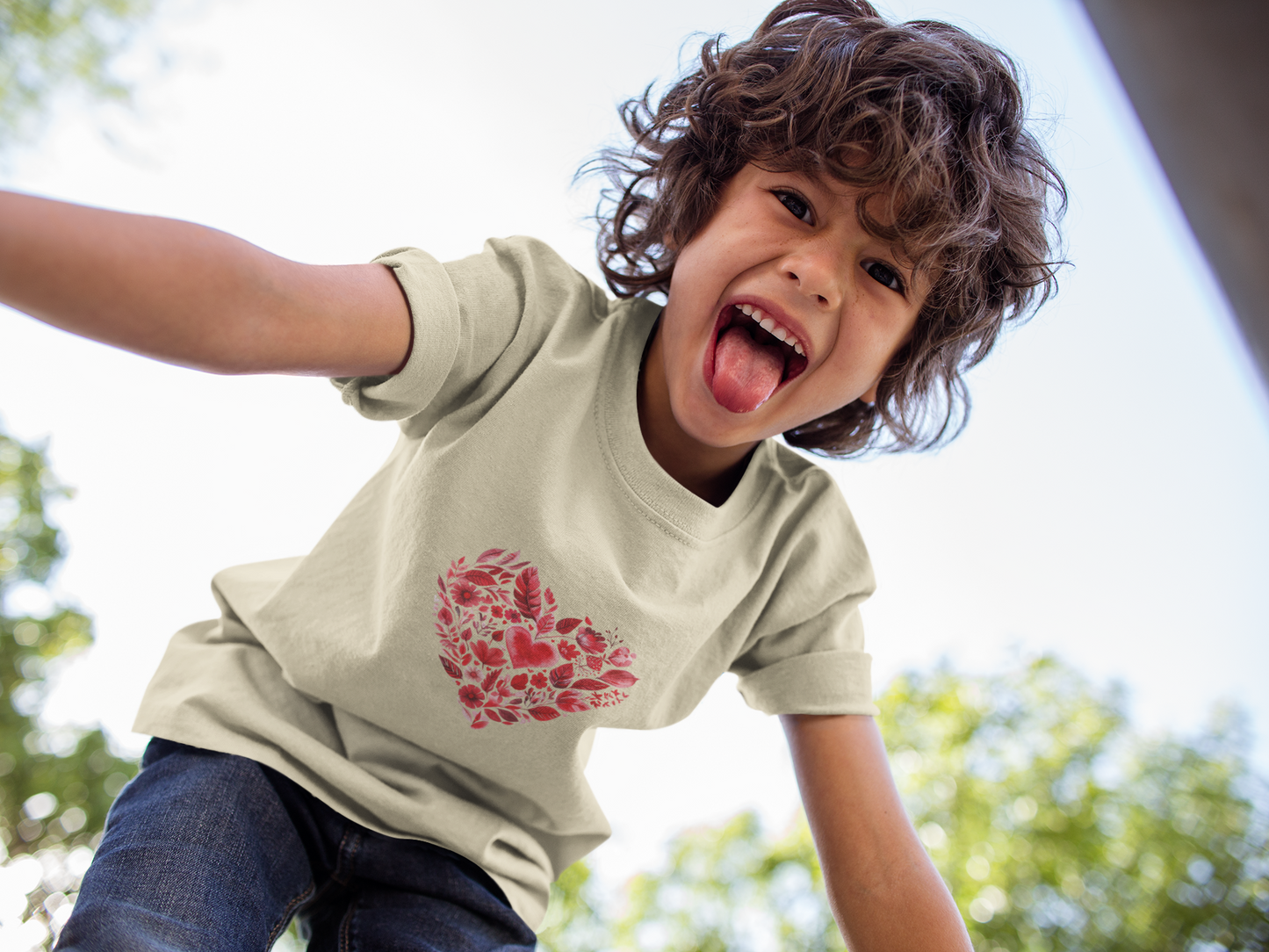 Heart Blossom Youth Tee - Cute Gift for Kids I Summer & Yoga T-Shirt I Floral Design I Birthday Outfit I Valentine's Day Wear
