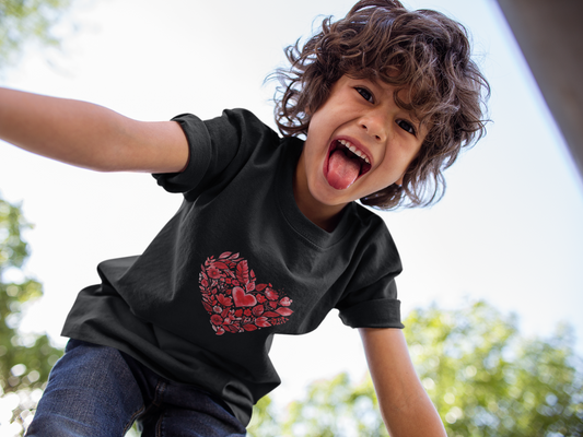 Heart Blossom Youth Tee - Cute Gift for Kids I Summer & Yoga T-Shirt I Floral Design I Birthday Outfit I Valentine's Day Wear