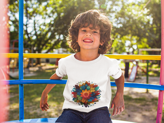 Colorful Mandala Youth Tee - Kids Yoga Tee I Summer Style T-Shirt I Birthday Gift for Young Yogis