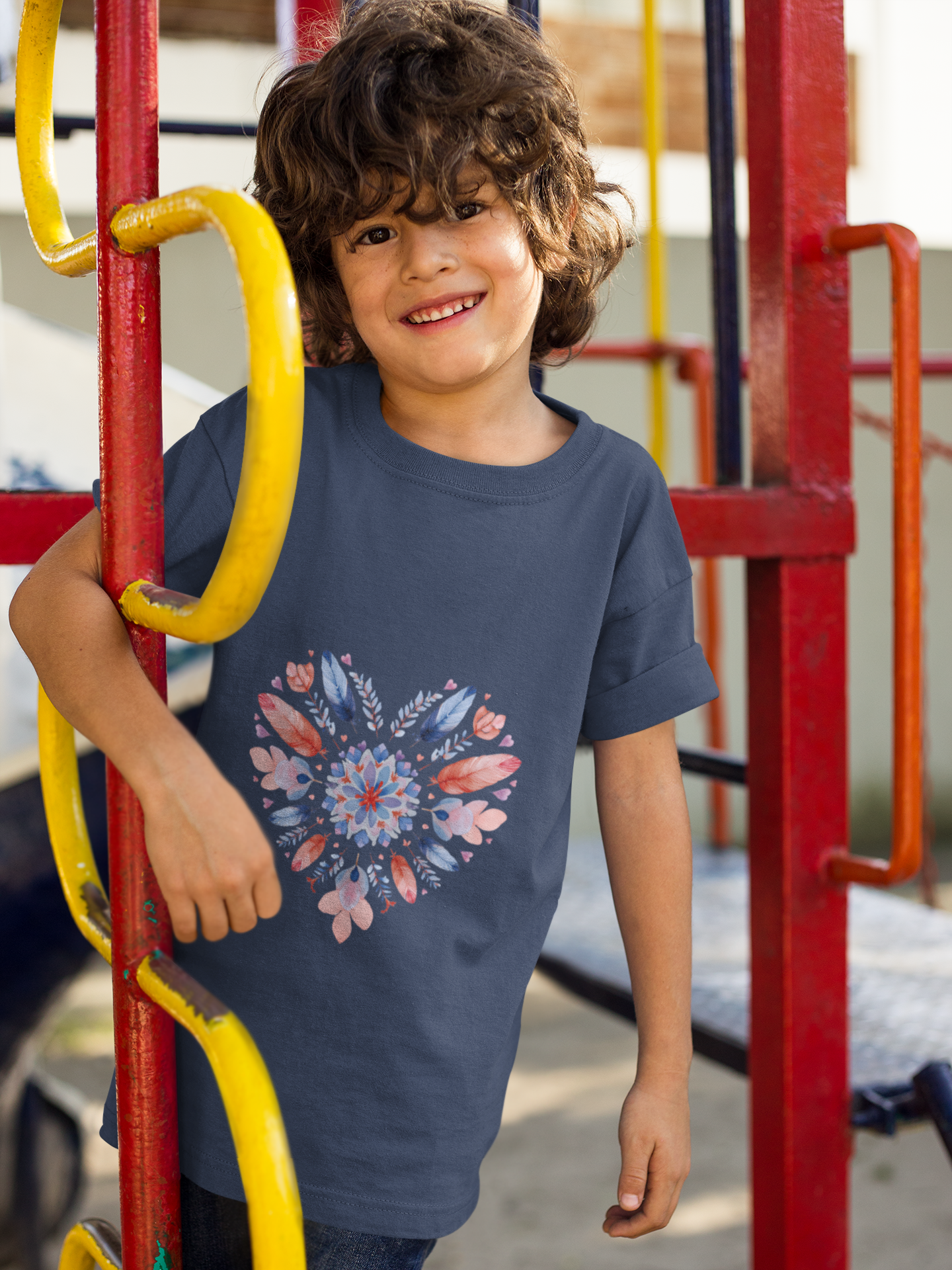 Heart Mandala Youth Tee for Yoga  - Summer T-Shirt I Kids Gift I Valentine's Day Apparel I Cute Graphic Tee I Fun Playwear