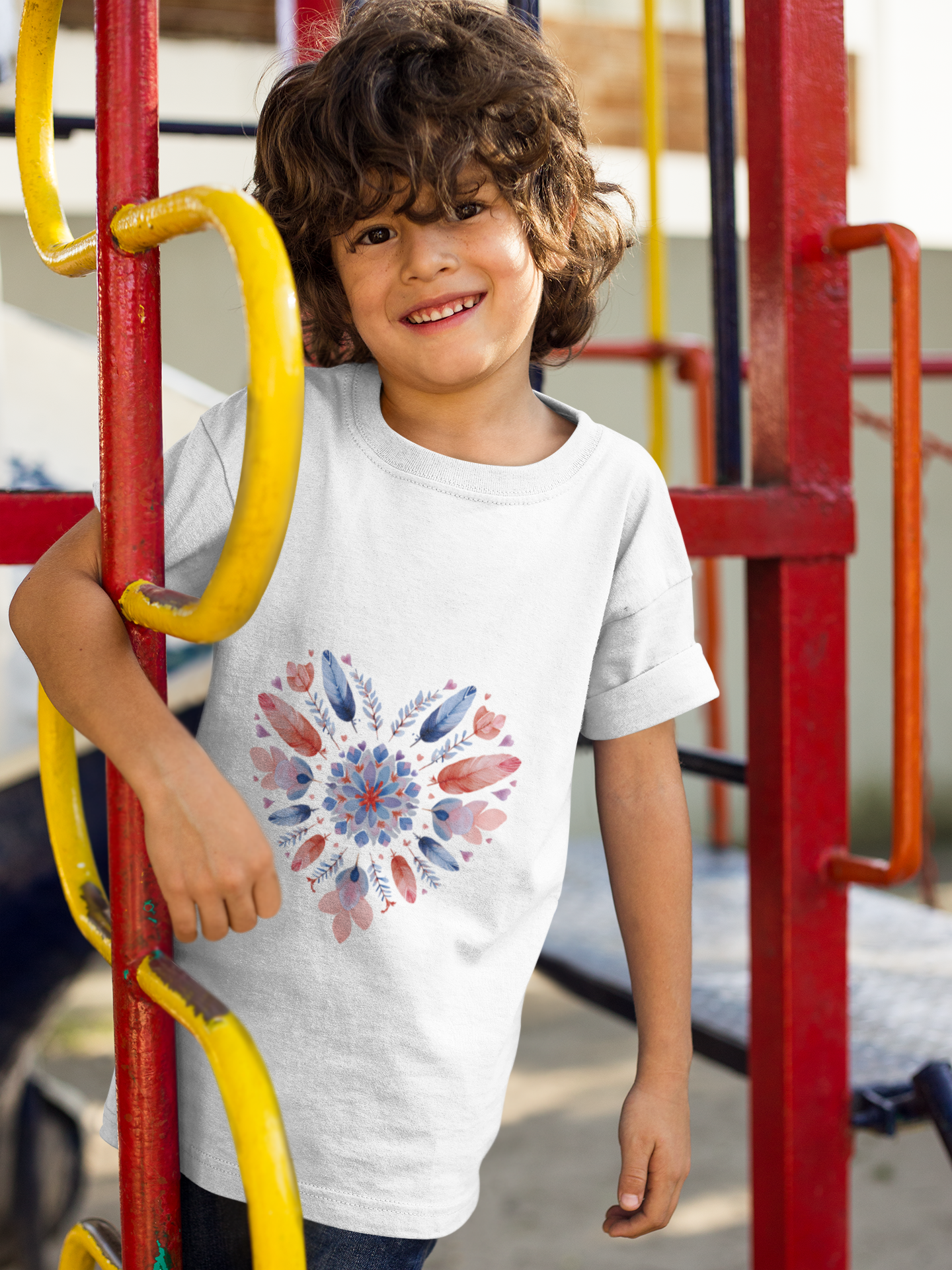 Heart Mandala Youth Tee for Yoga  - Summer T-Shirt I Kids Gift I Valentine's Day Apparel I Cute Graphic Tee I Fun Playwear