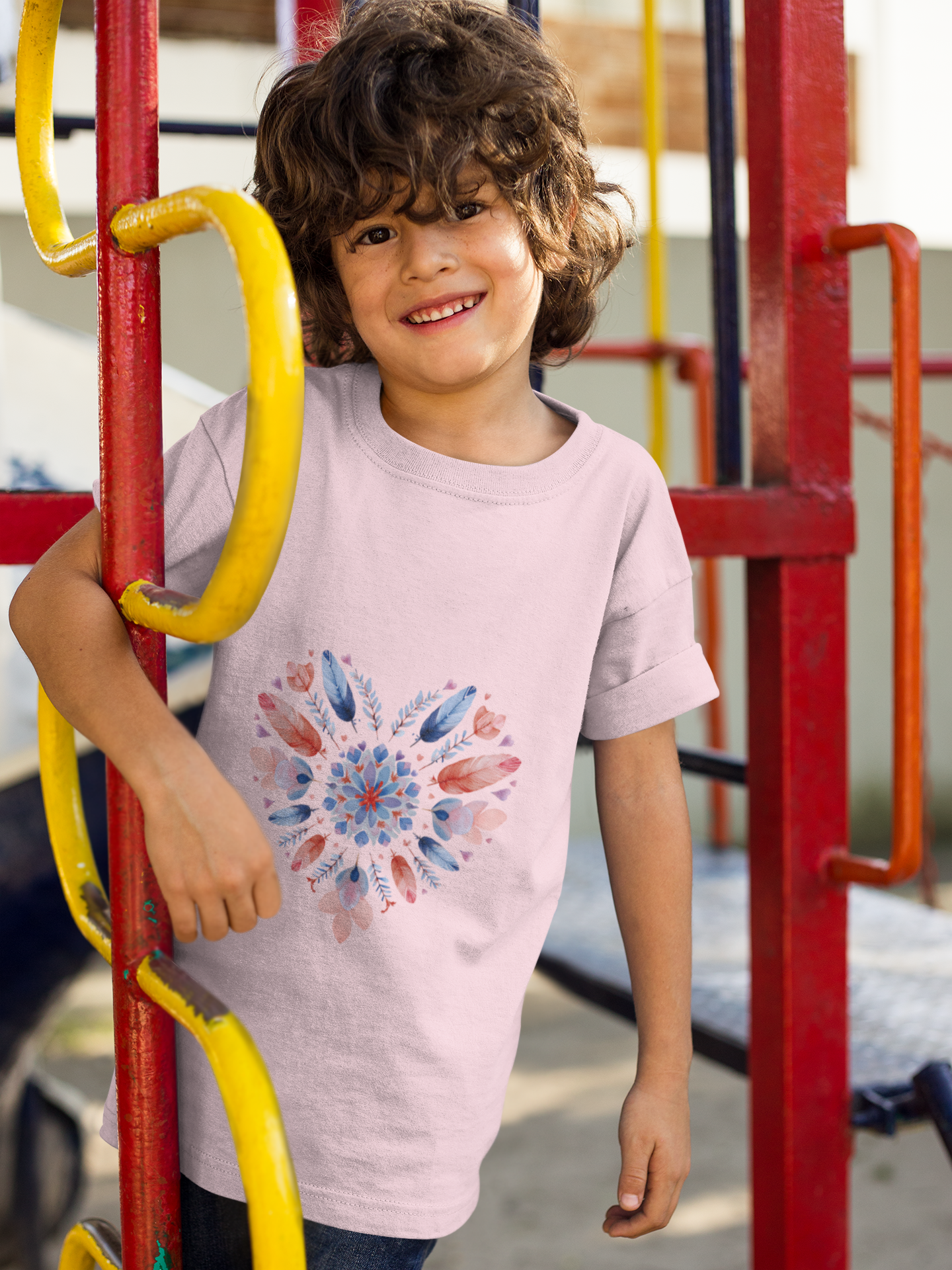 Heart Mandala Youth Tee for Yoga  - Summer T-Shirt I Kids Gift I Valentine's Day Apparel I Cute Graphic Tee I Fun Playwear