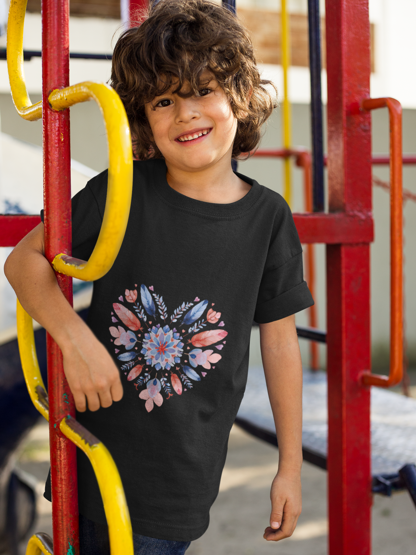 Heart Mandala Youth Tee for Yoga  - Summer T-Shirt I Kids Gift I Valentine's Day Apparel I Cute Graphic Tee I Fun Playwear