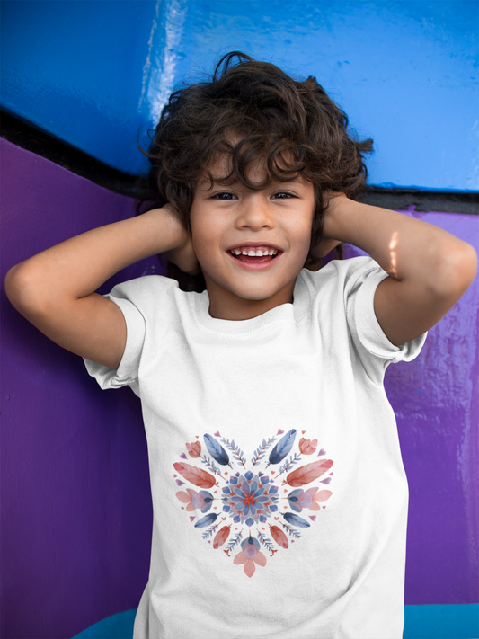 Heart Mandala Youth Tee for Yoga  - Summer T-Shirt I Kids Gift I Valentine's Day Apparel I Cute Graphic Tee I Fun Playwear