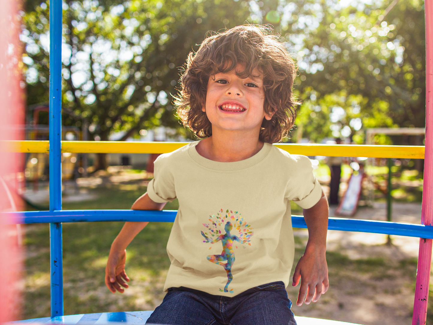 Tree Pose Colorful Yoga - Inspired Youth Tee - Kids Meditation T-Shirt I Mindfulness T-Shirt I Boho Kids Top I Birthday Gift for Young Yogis