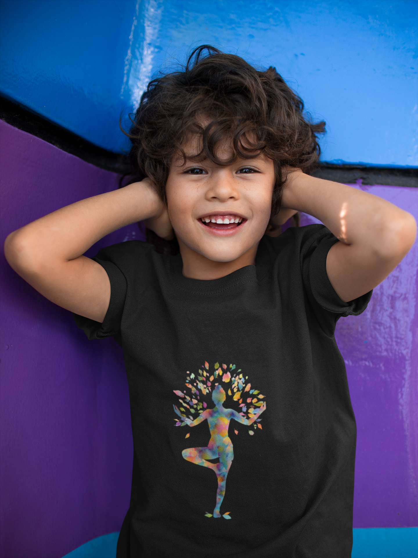 Tree Pose Colorful Yoga - Inspired Youth Tee - Kids Meditation T-Shirt I Mindfulness T-Shirt I Boho Kids Top I Birthday Gift for Young Yogis
