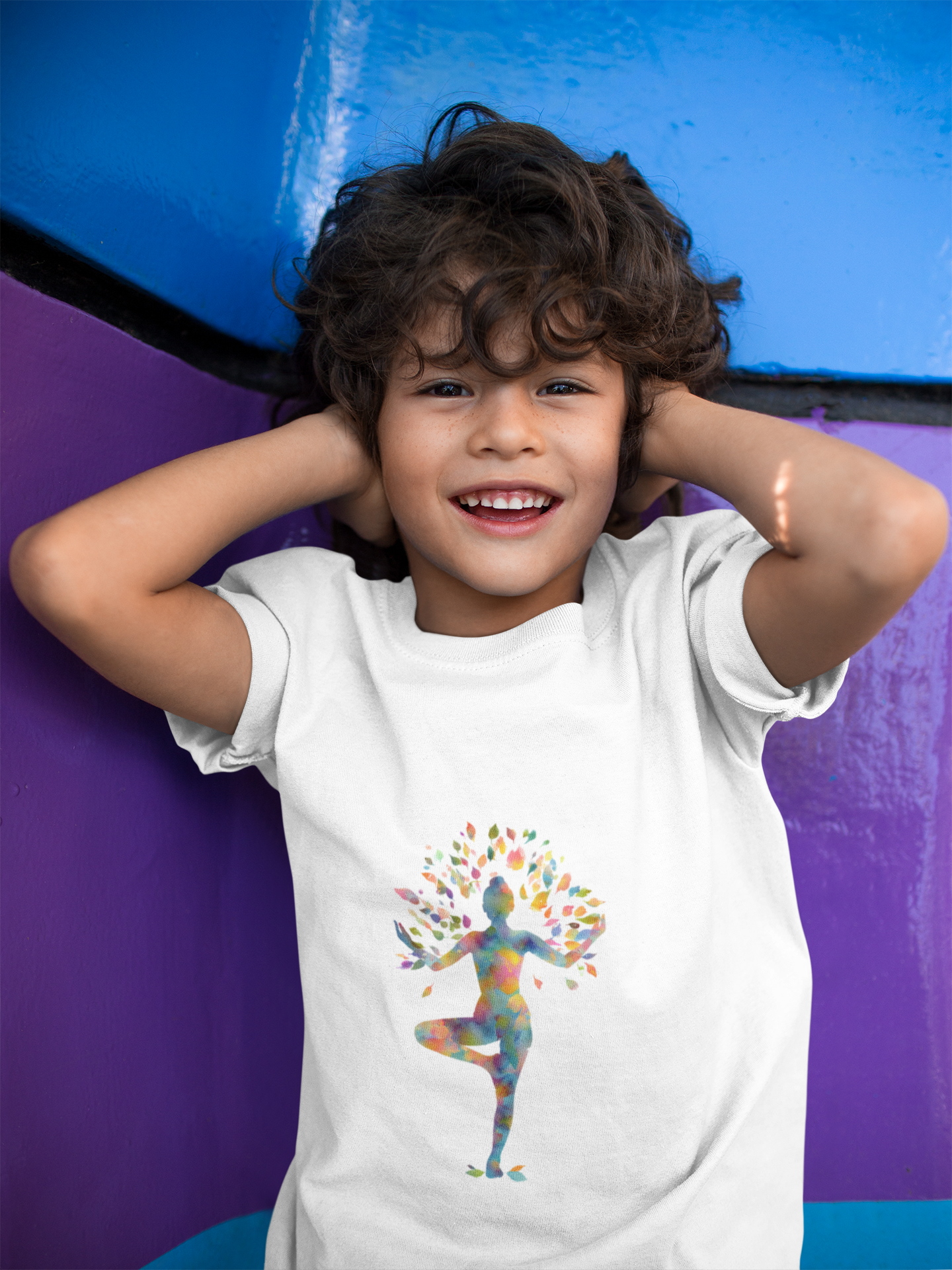 Tree Pose Colorful Yoga - Inspired Youth Tee - Kids Meditation T-Shirt I Mindfulness T-Shirt I Boho Kids Top I Birthday Gift for Young Yogis