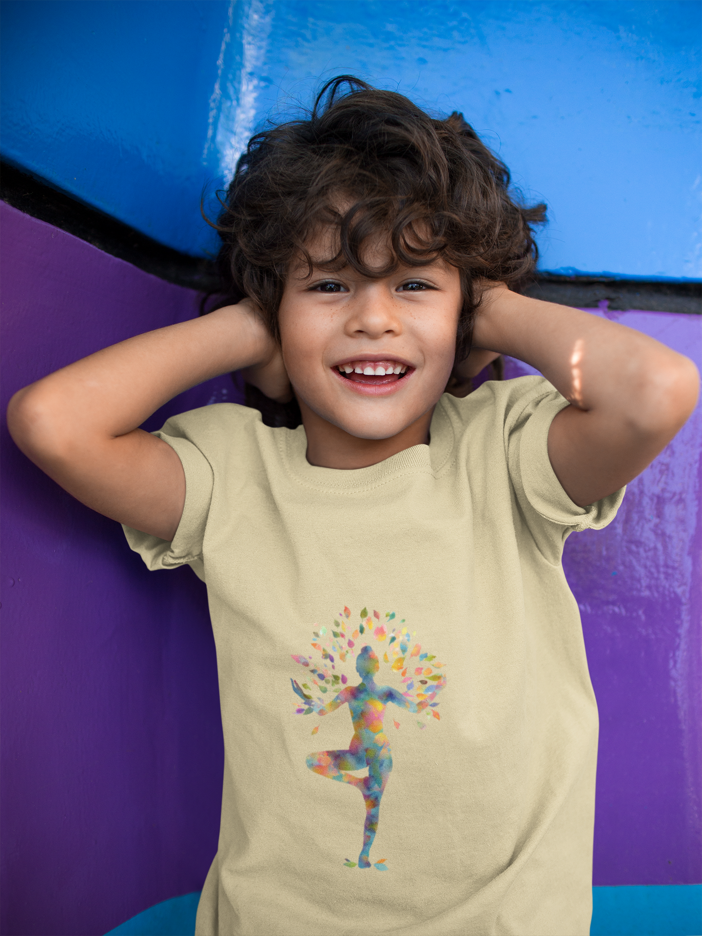 Tree Pose Colorful Yoga - Inspired Youth Tee - Kids Meditation T-Shirt I Mindfulness T-Shirt I Boho Kids Top I Birthday Gift for Young Yogis