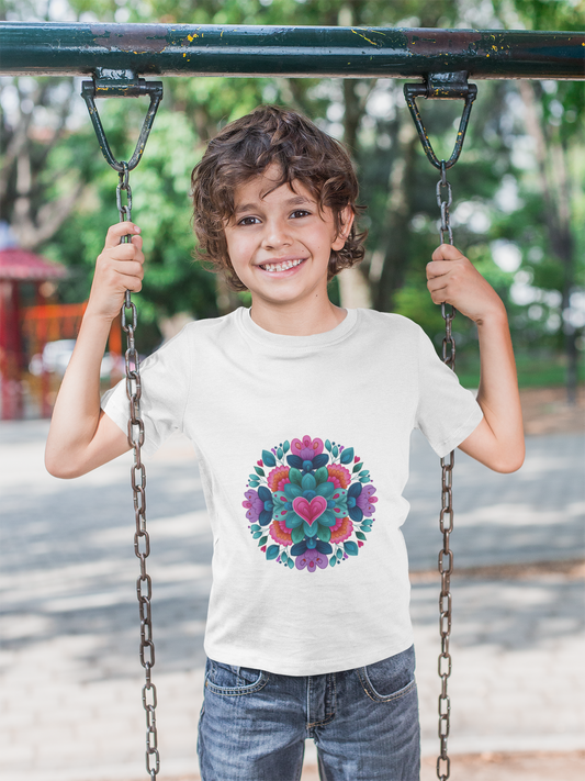 Colorful Mandala Youth Tee for Yoga I Kids T-Shirt I Summer Top I Yoga Gift for Girls I Birthday Present I Flower Graphic Tee