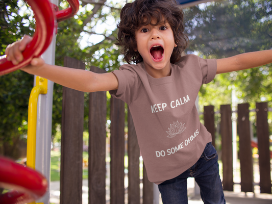 Keep Calm Do Some Ohms - Youth Meditation Tee I Yoga T-Shirt I Mindfulness Apparel I Gift for Kids I Relaxation & Inspirational Wear