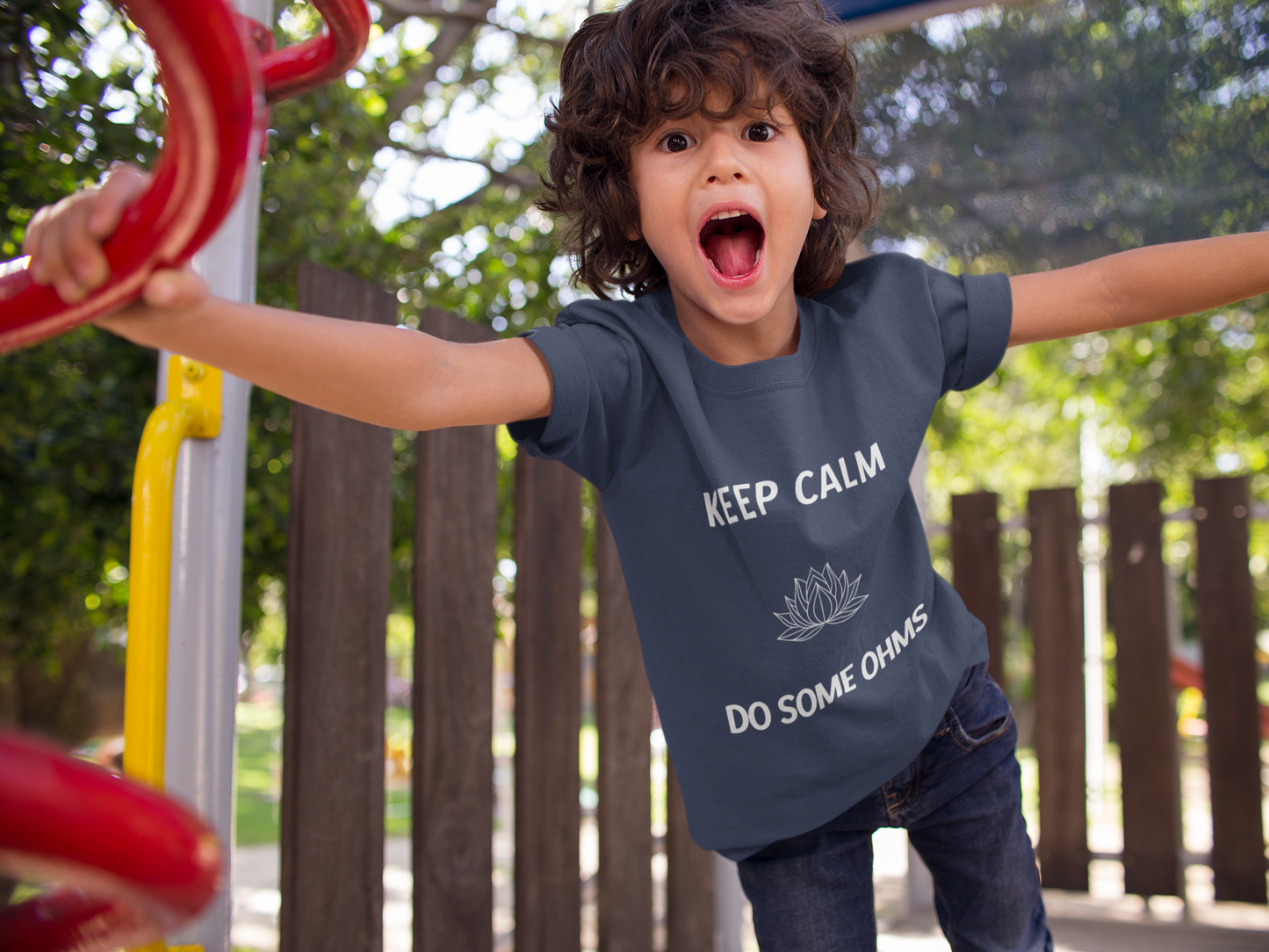 Keep Calm Do Some Ohms - Youth Meditation Tee I Yoga T-Shirt I Mindfulness Apparel I Gift for Kids I Relaxation & Inspirational Wear